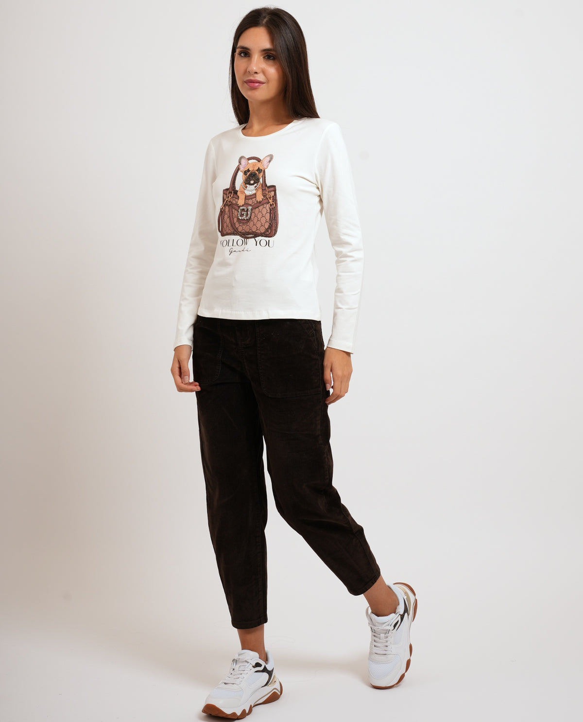 T-shirt da donna Gaudi in jersey con stampa e strass 