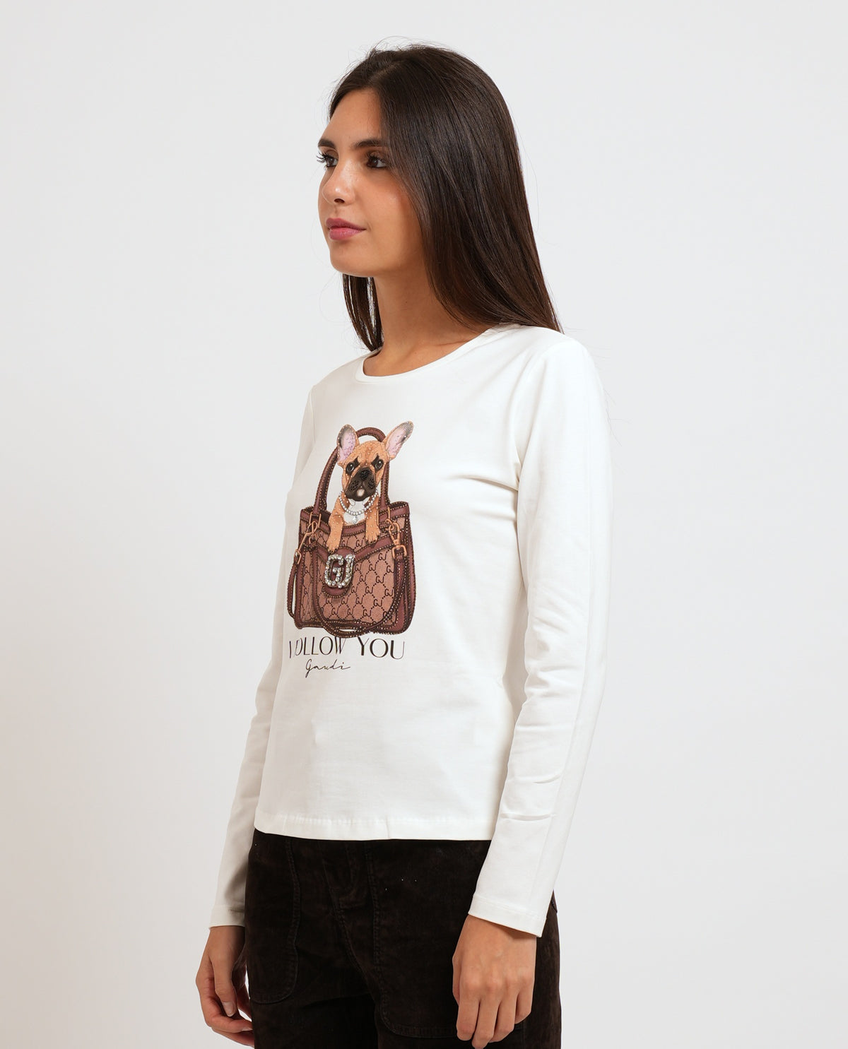 T-shirt da donna Gaudi in jersey con stampa e strass 