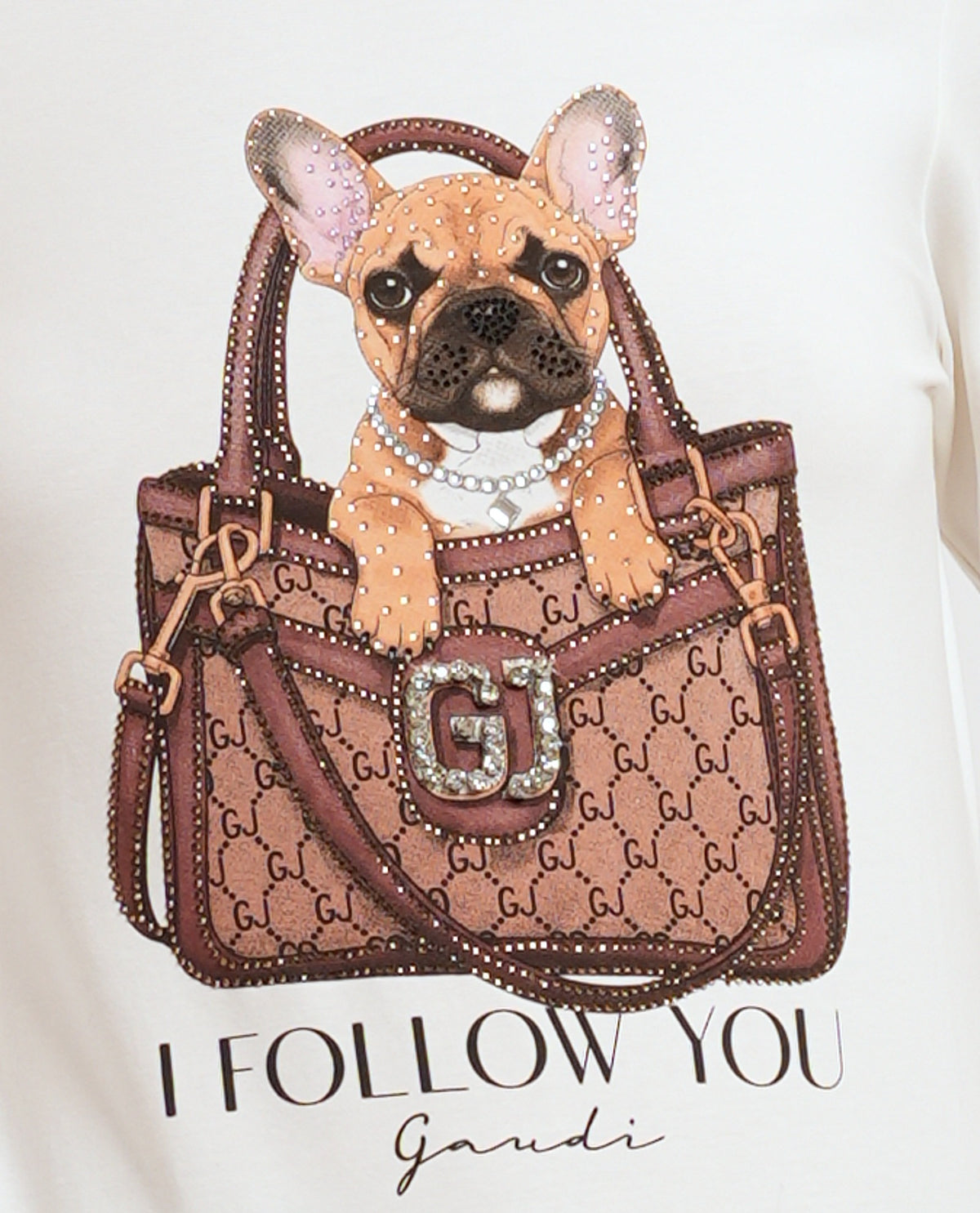 T-shirt da donna Gaudi in jersey con stampa e strass 