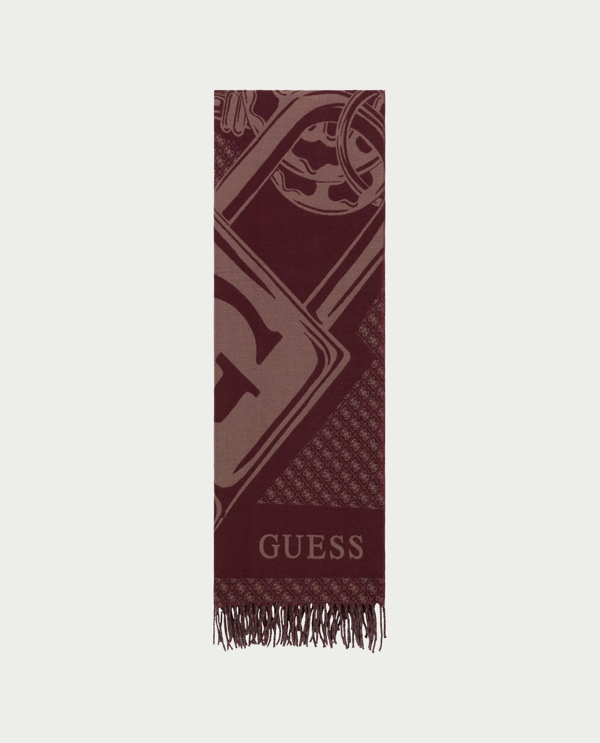 Sciarpa donna Guess con frange e logo 