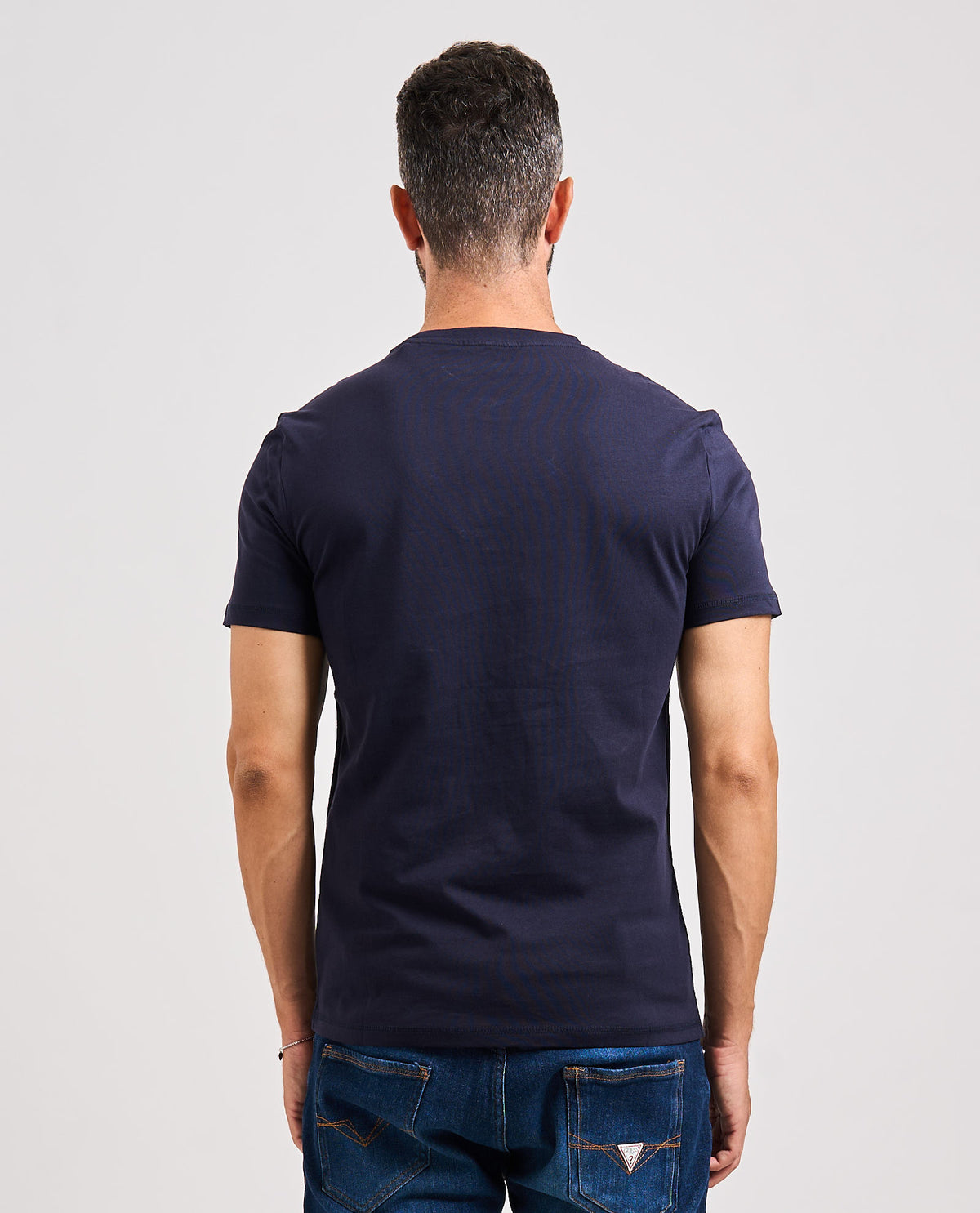 T-shirt blu Aidy uomo Guess girocollo<BR/> 