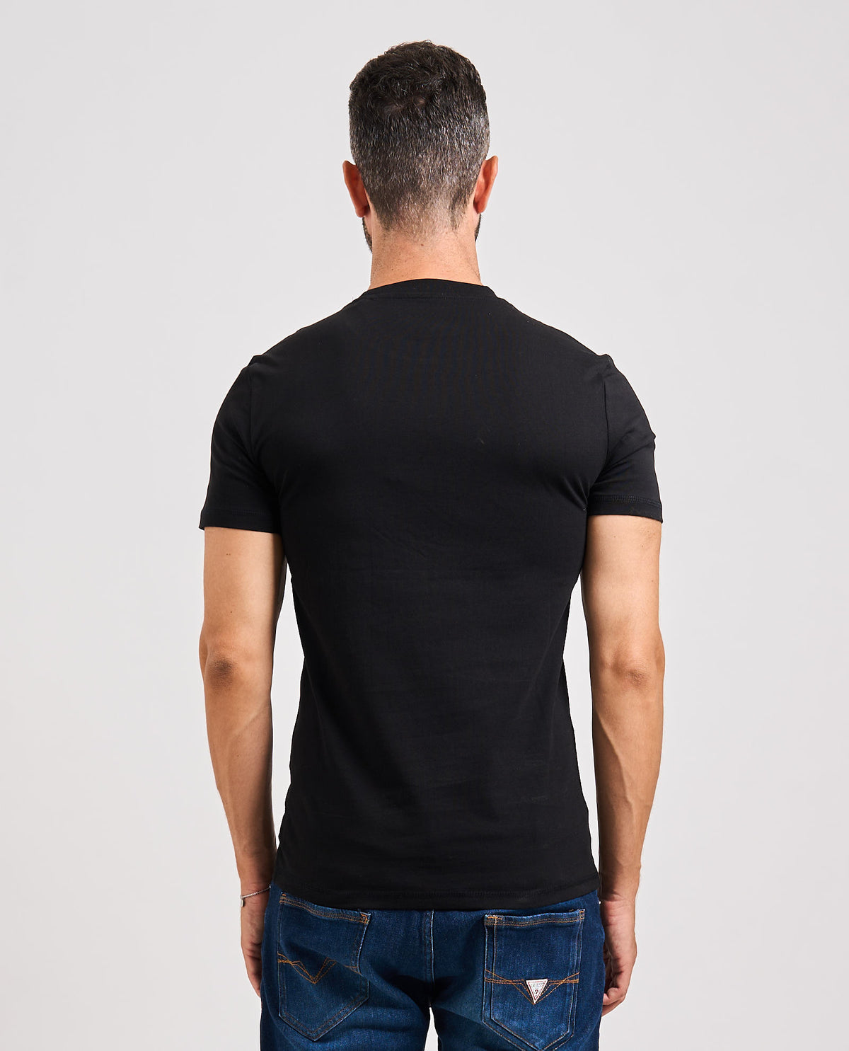 T-shirt nera Aidy uomo Guess girocollo<BR/> 