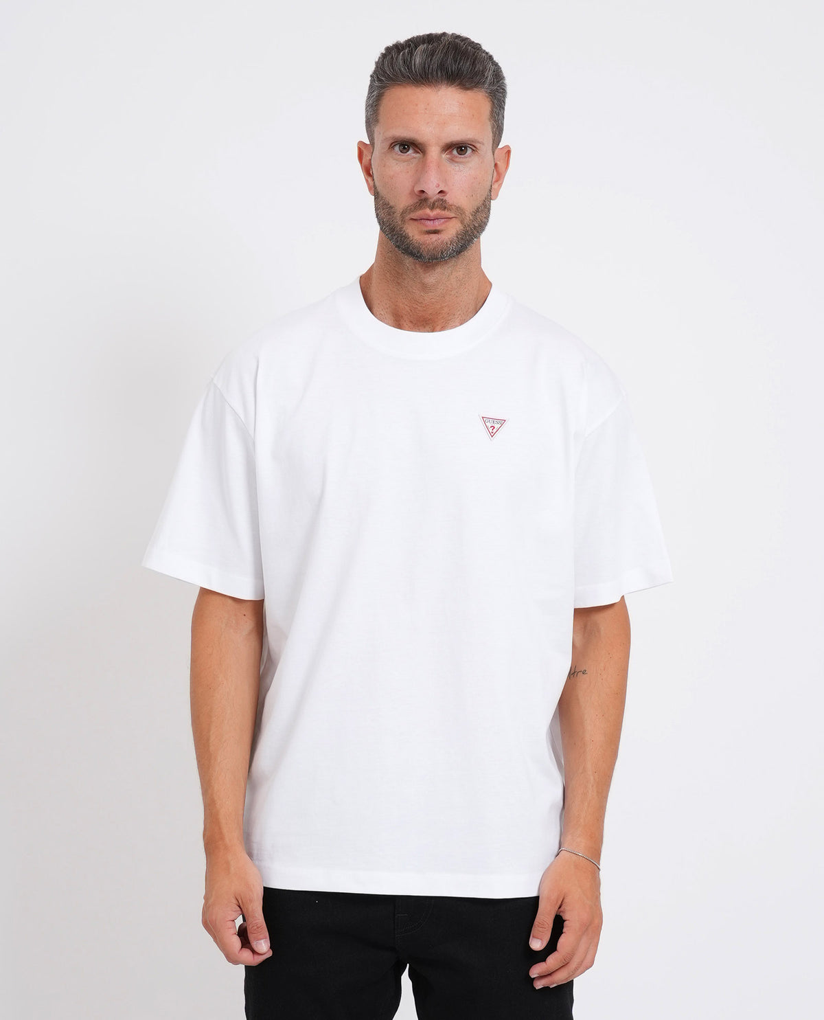 T-shirt oversize con patch mini Guess uomo<BR/> 
