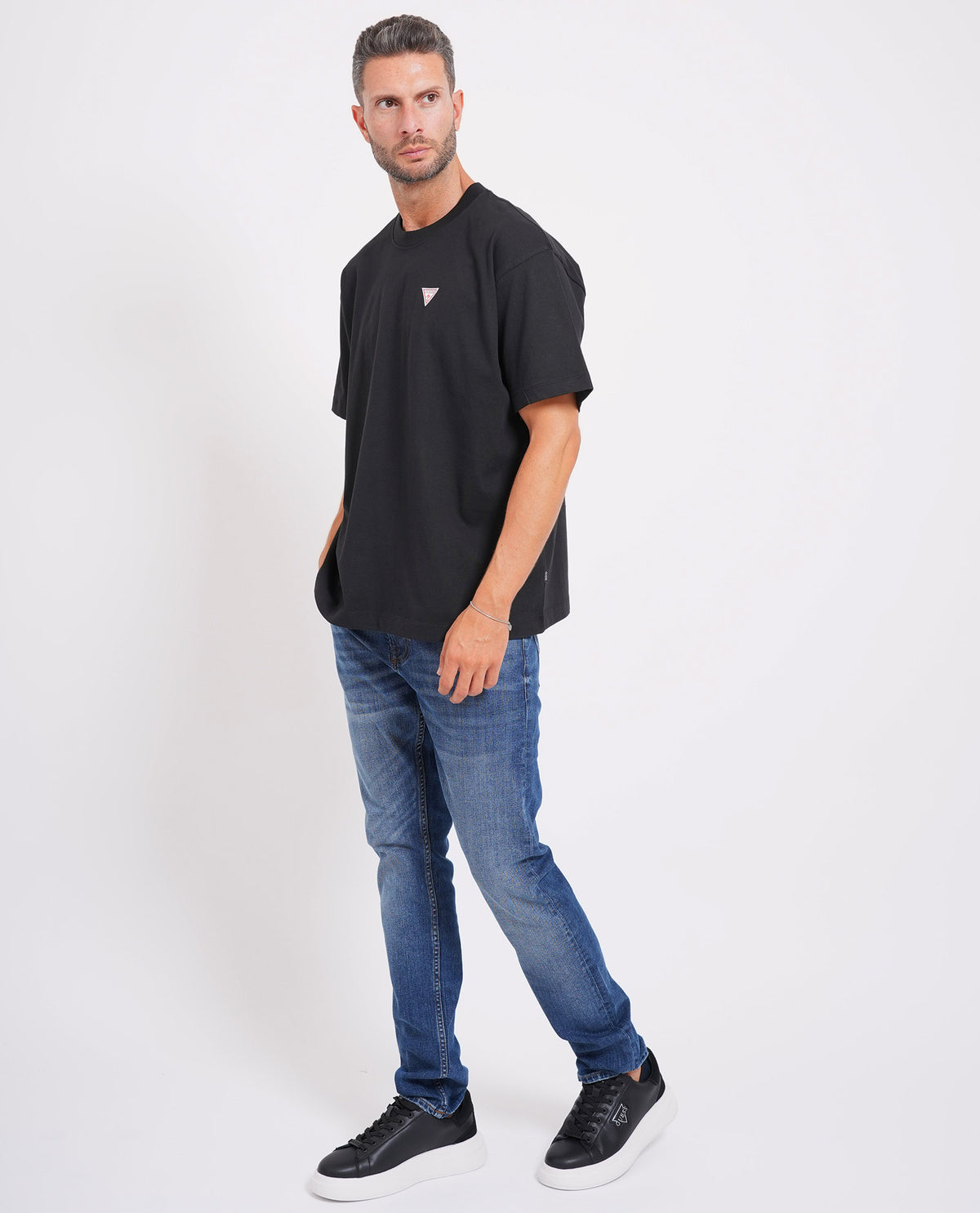 T-shirt oversize con patch mini Guess uomo 