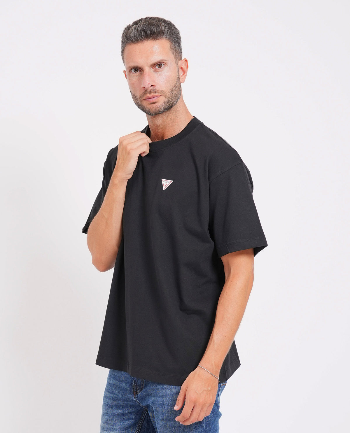 T-shirt oversize con patch mini Guess uomo 