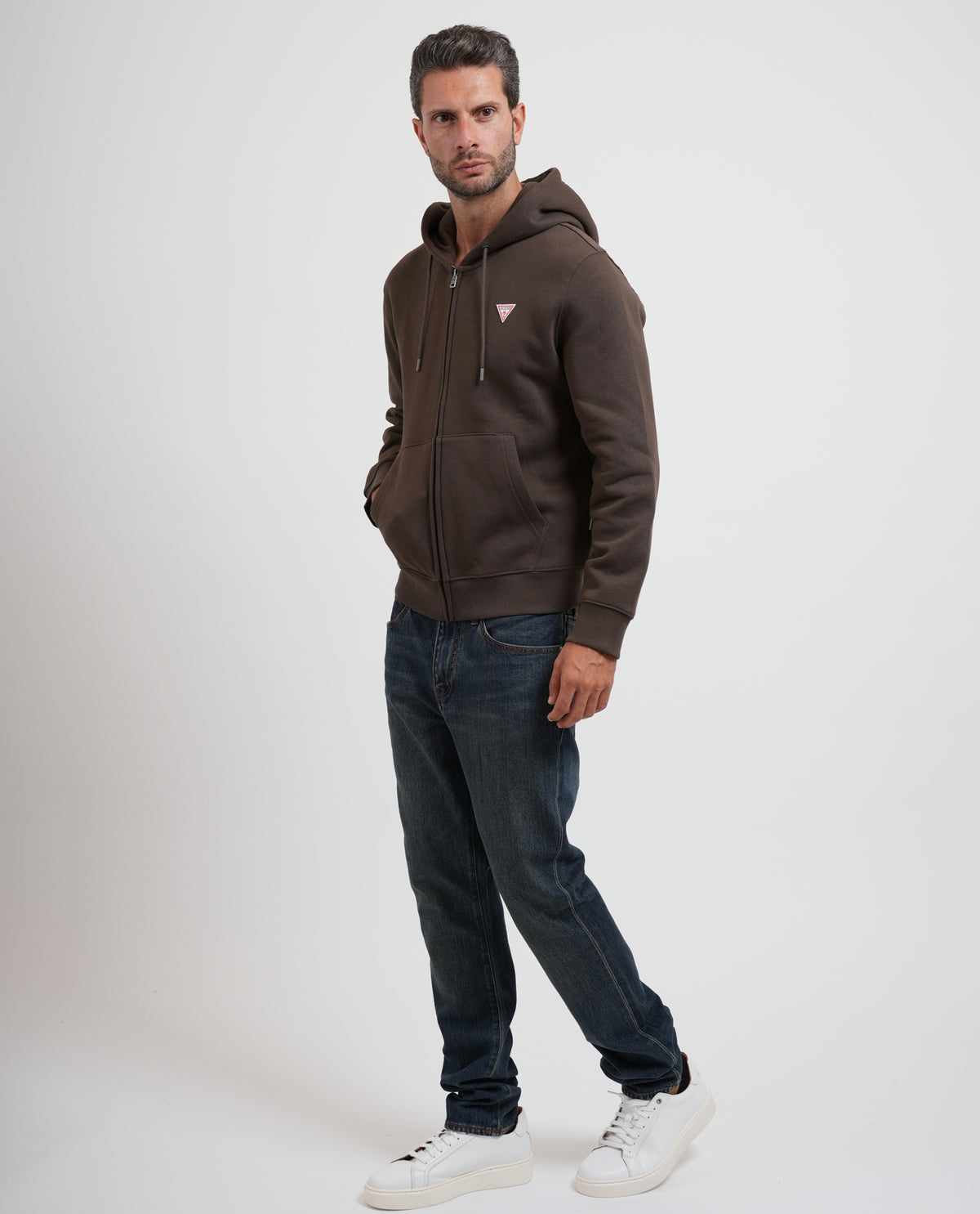 Felpa con zip mini triangolo uomo Guess Jeans 