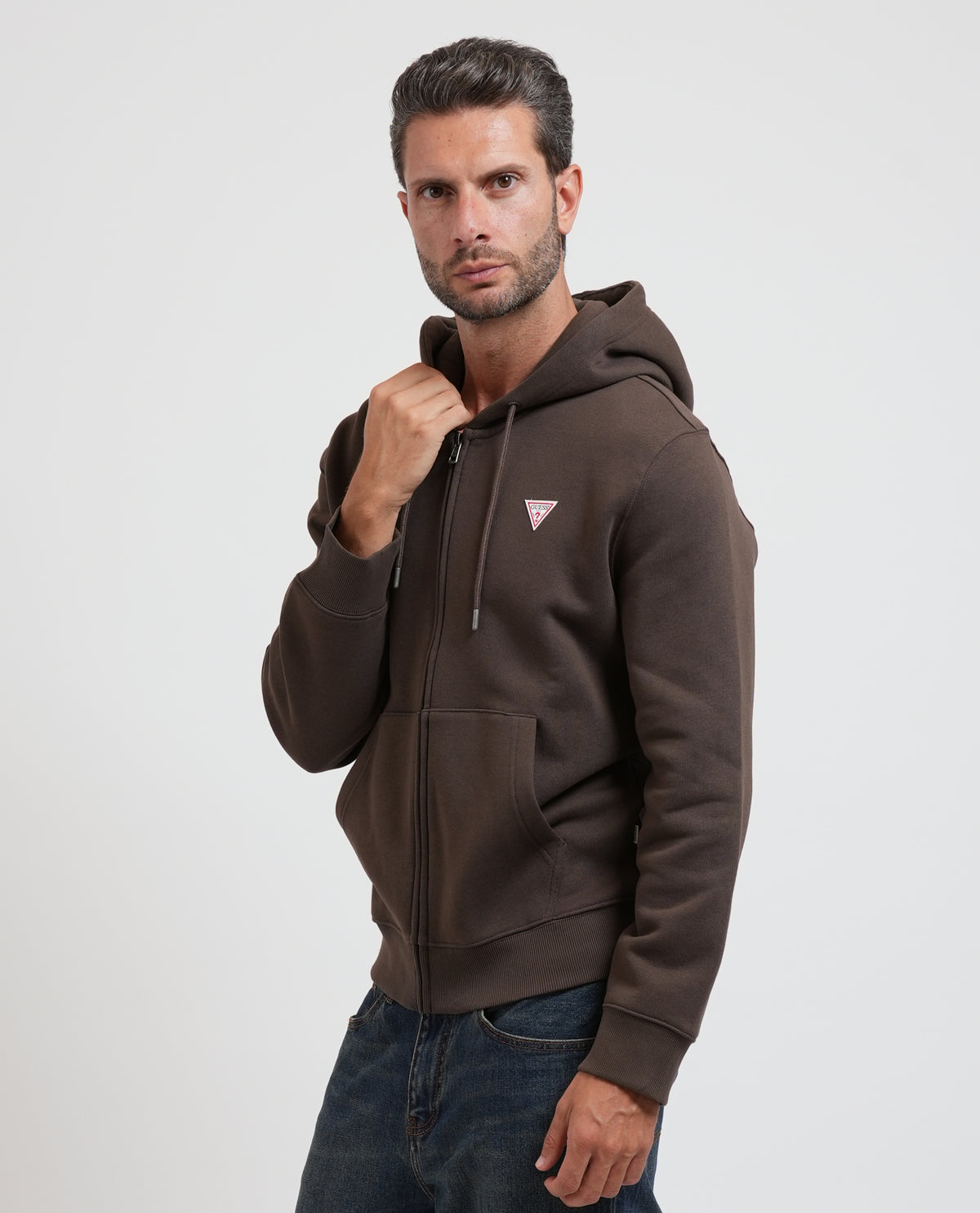 Felpa con zip mini triangolo uomo Guess Jeans 