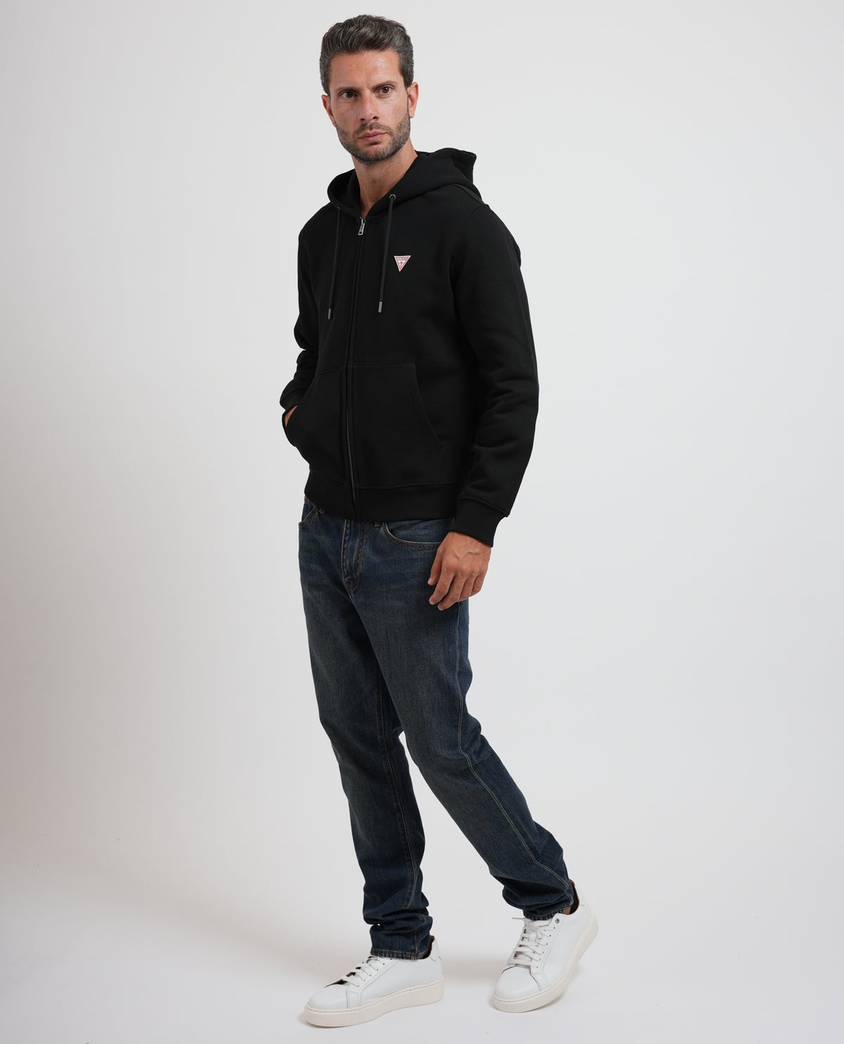 Felpa con zip mini triangolo uomo Guess Jeans 