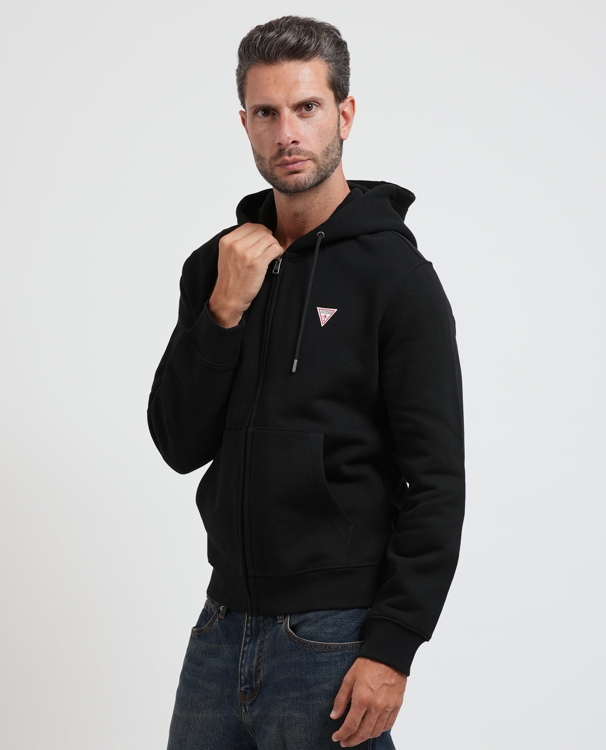 Felpa con zip mini triangolo uomo Guess Jeans 