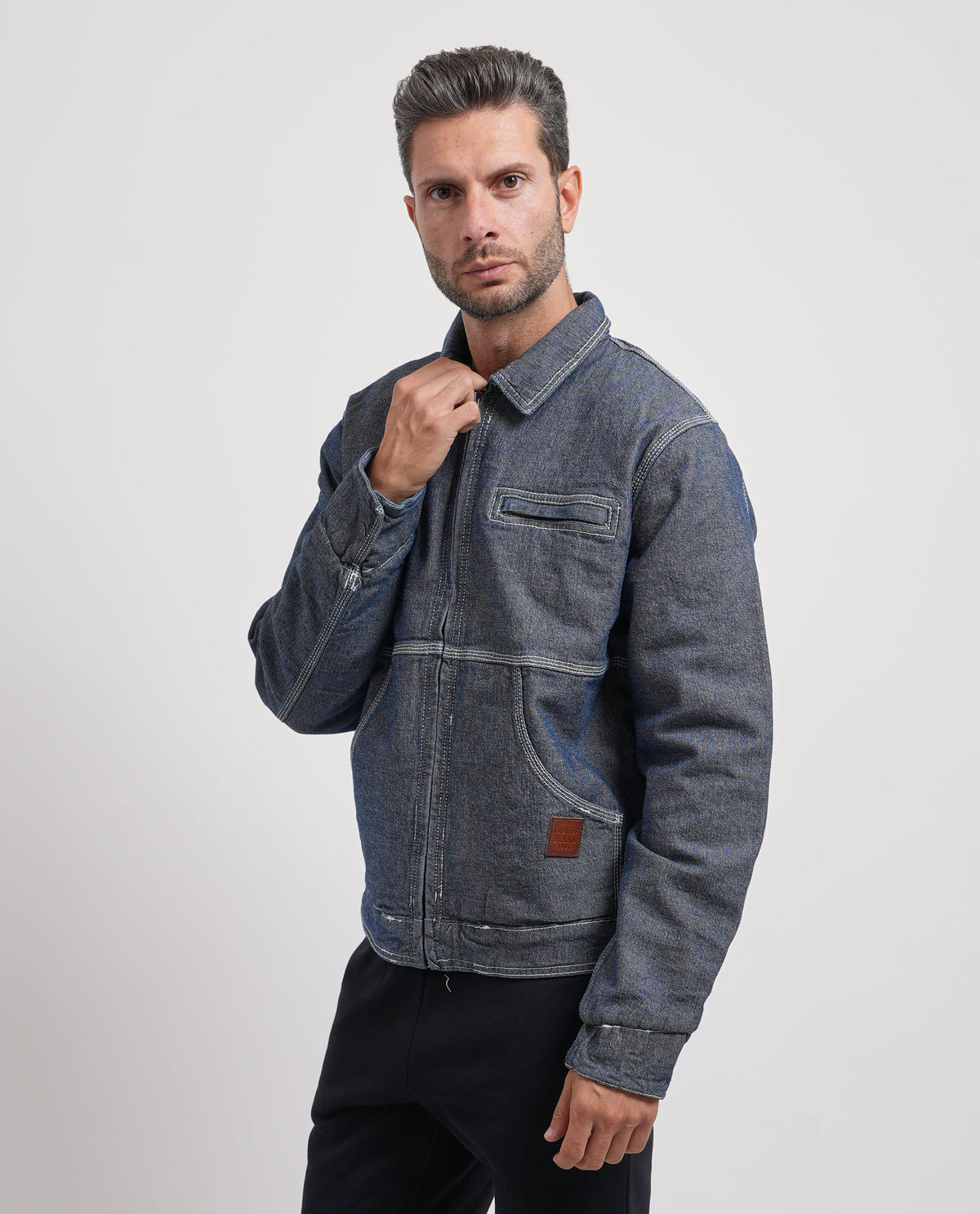 Giacca di jeans con cerniera Guess uomo 
