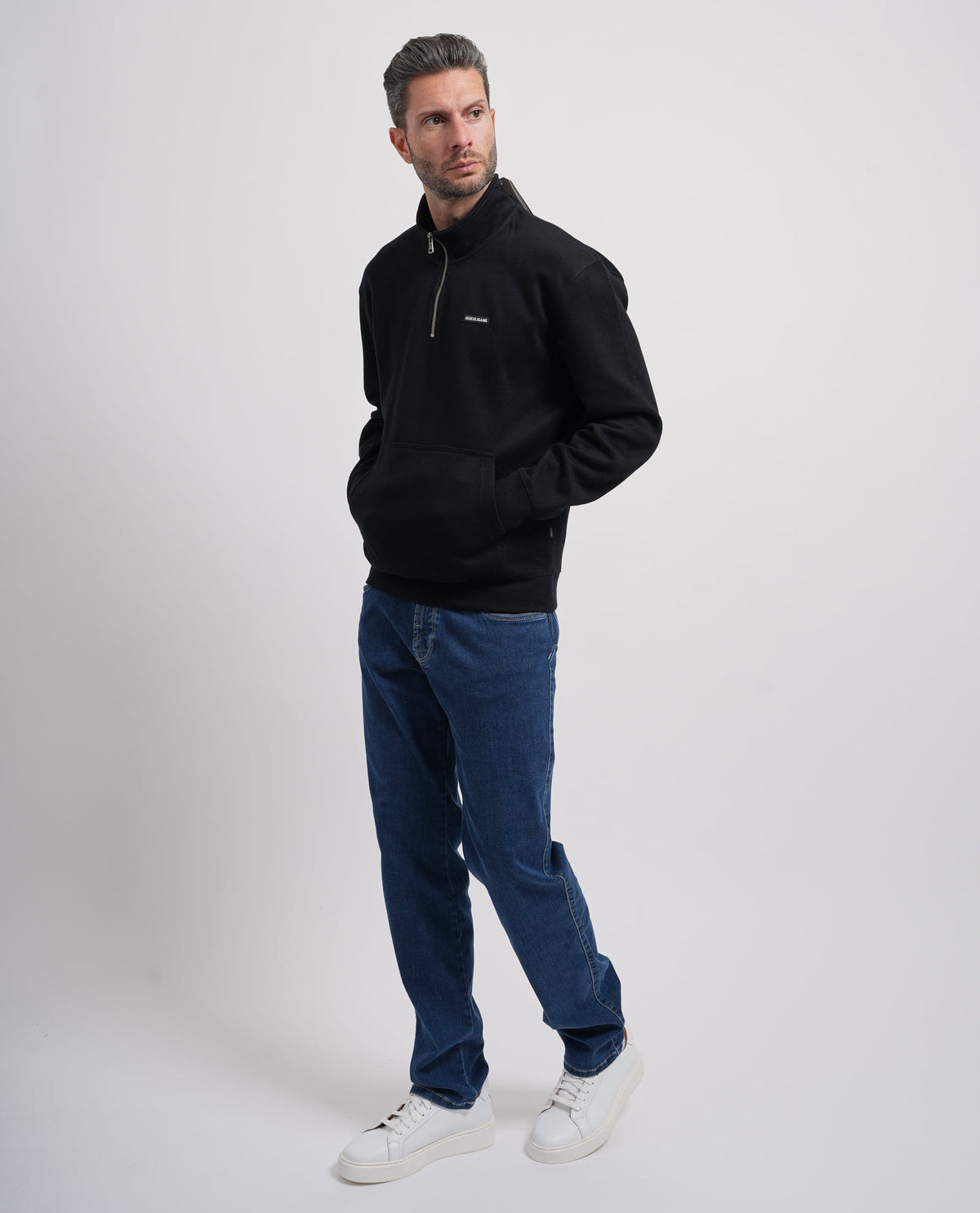 Felpa con mezza zip Guess uomo 