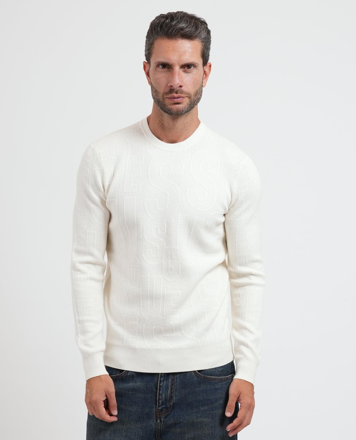 Maglione Uomo Guess con logo su tutta la superfice 