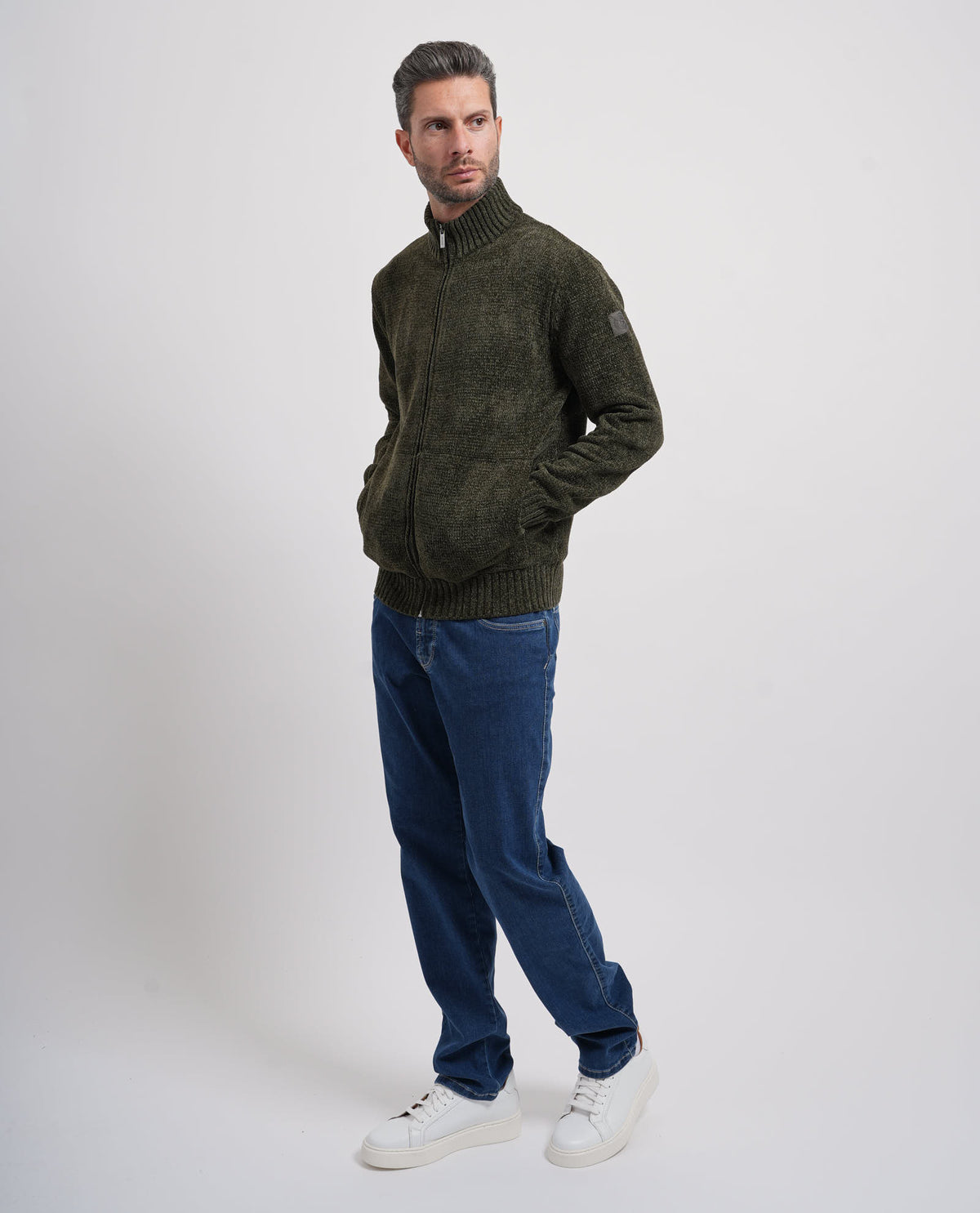 Cardigan uomo Guess fullzip e collo alto 