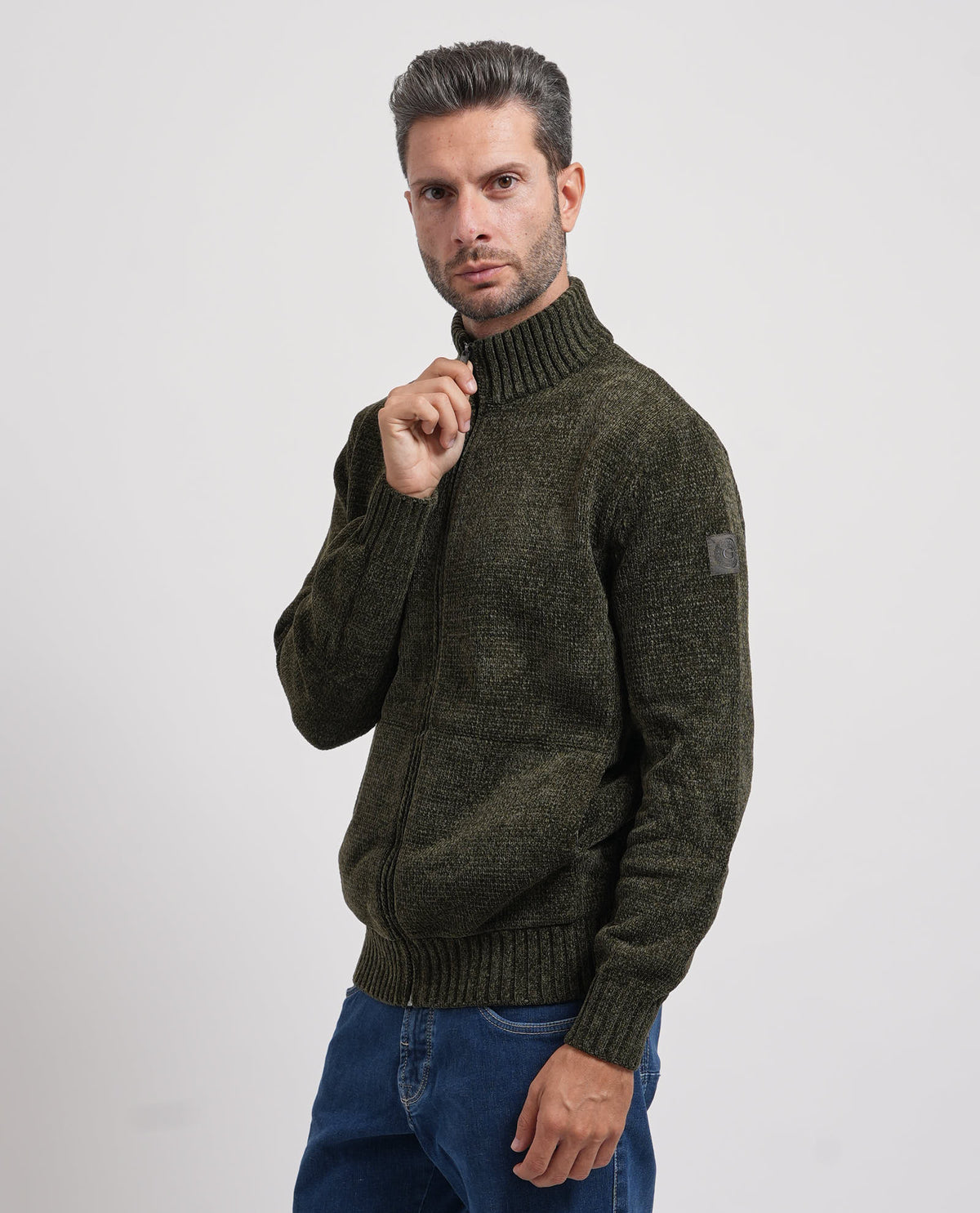 Cardigan uomo Guess fullzip e collo alto 