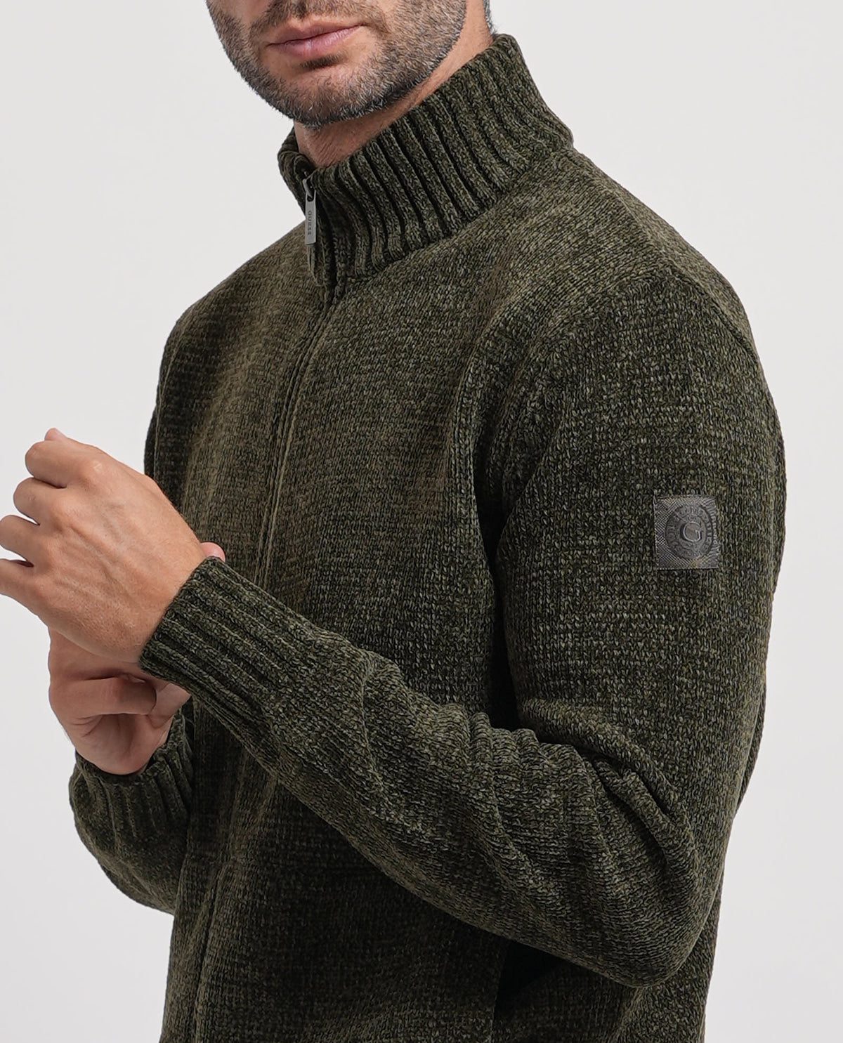 Cardigan uomo Guess fullzip e collo alto 
