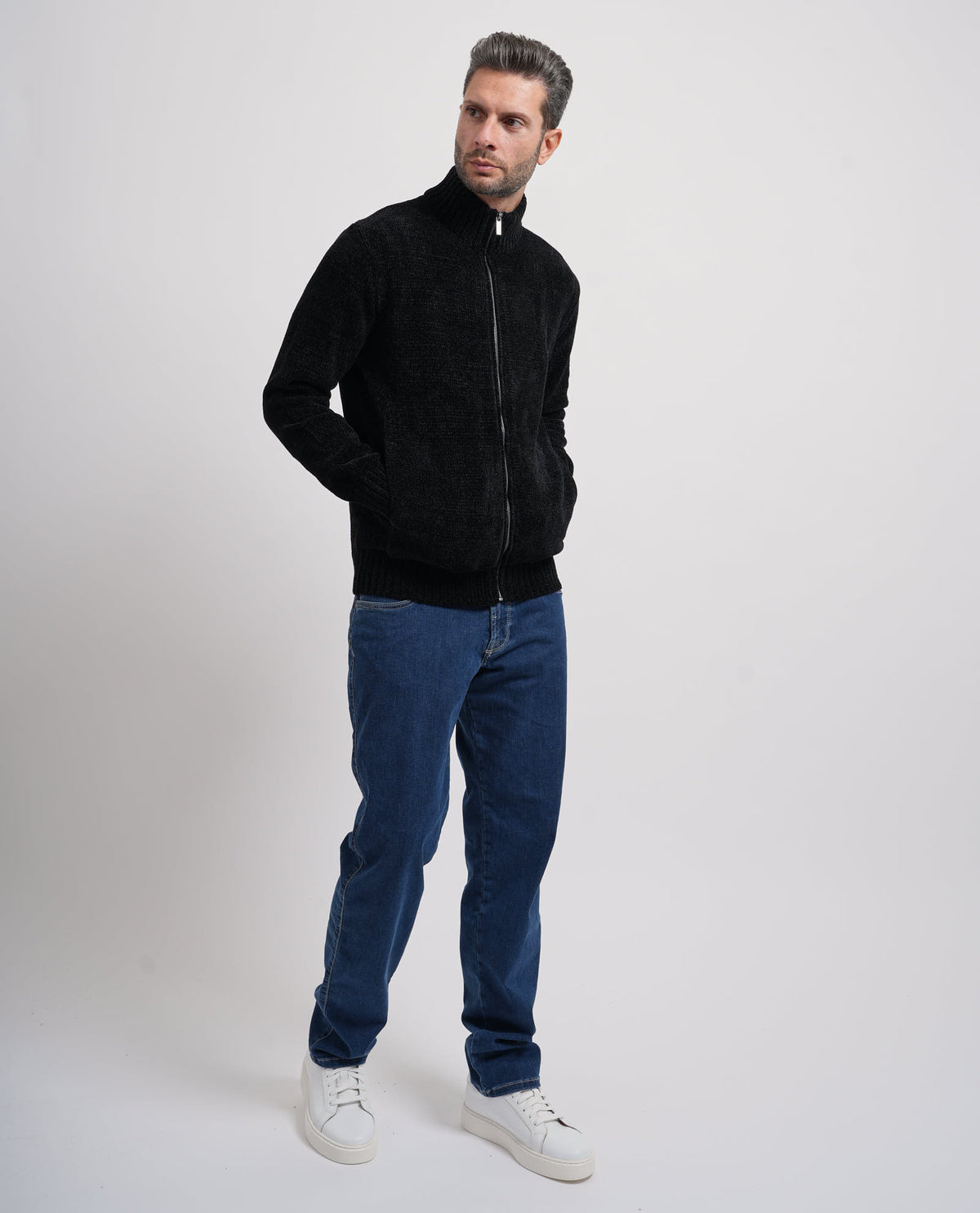 Cardigan uomo Guess fullzip e collo alto 