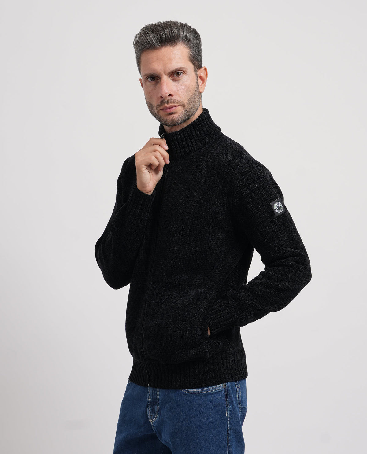 Cardigan uomo Guess fullzip e collo alto 
