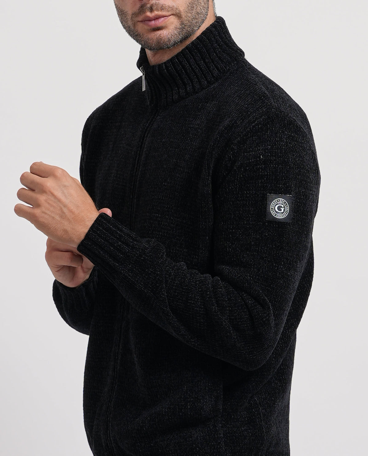 Cardigan uomo Guess fullzip e collo alto 