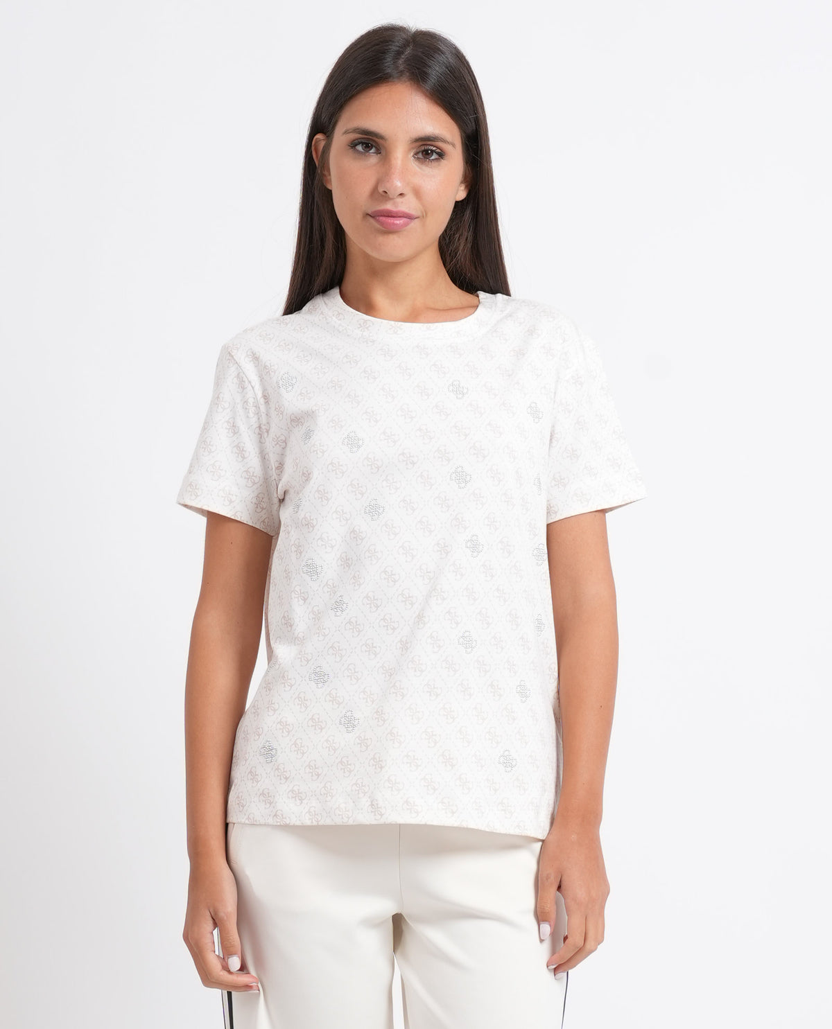 T-shirt donna Guess con fantasia logata 