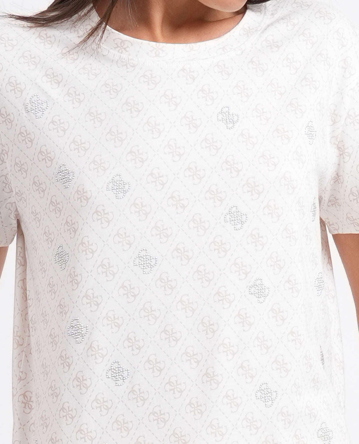T-shirt donna Guess con fantasia logata 