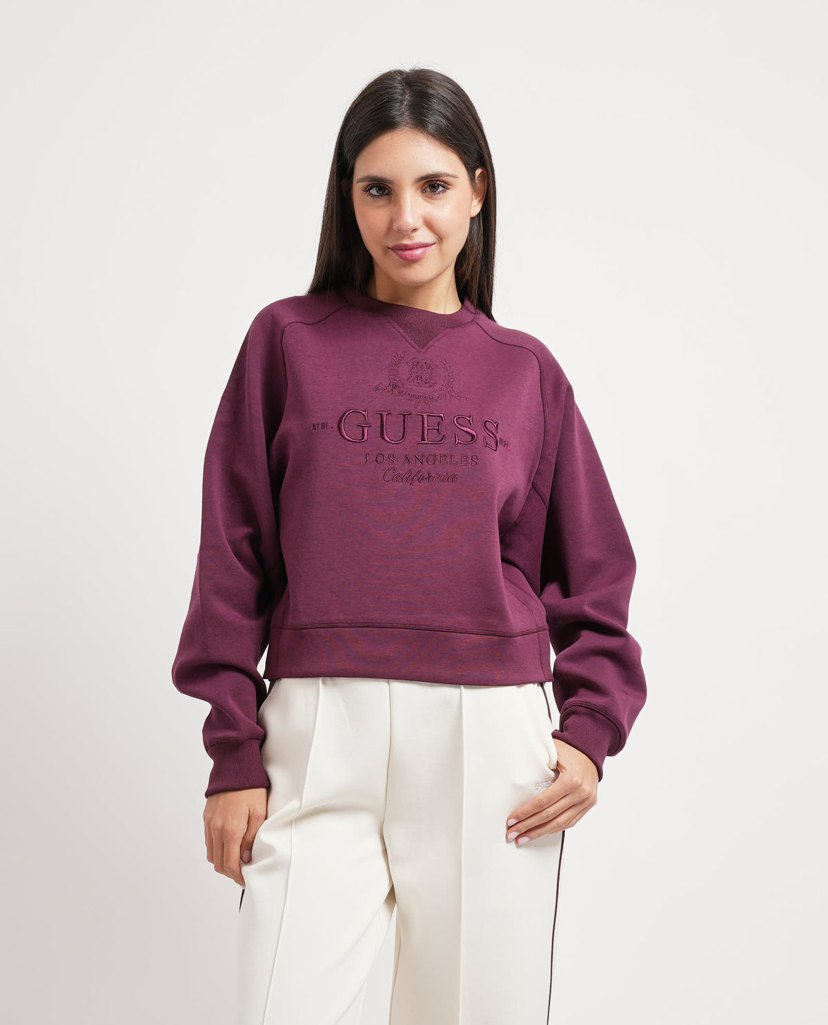 Felpa donna Guess girocollo e logo 