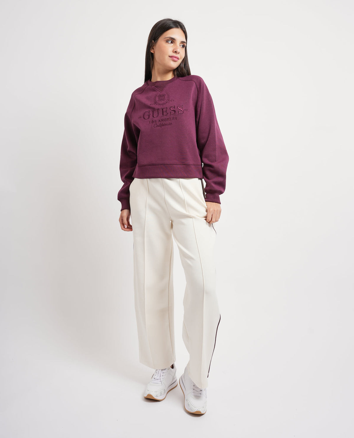 Felpa donna Guess girocollo e logo 