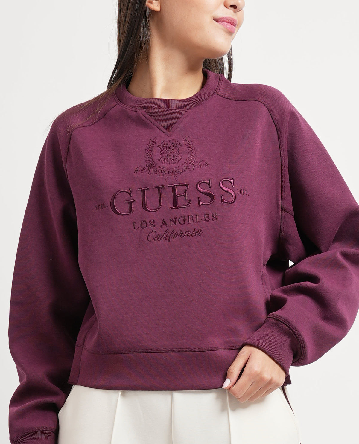Felpa donna Guess girocollo e logo 