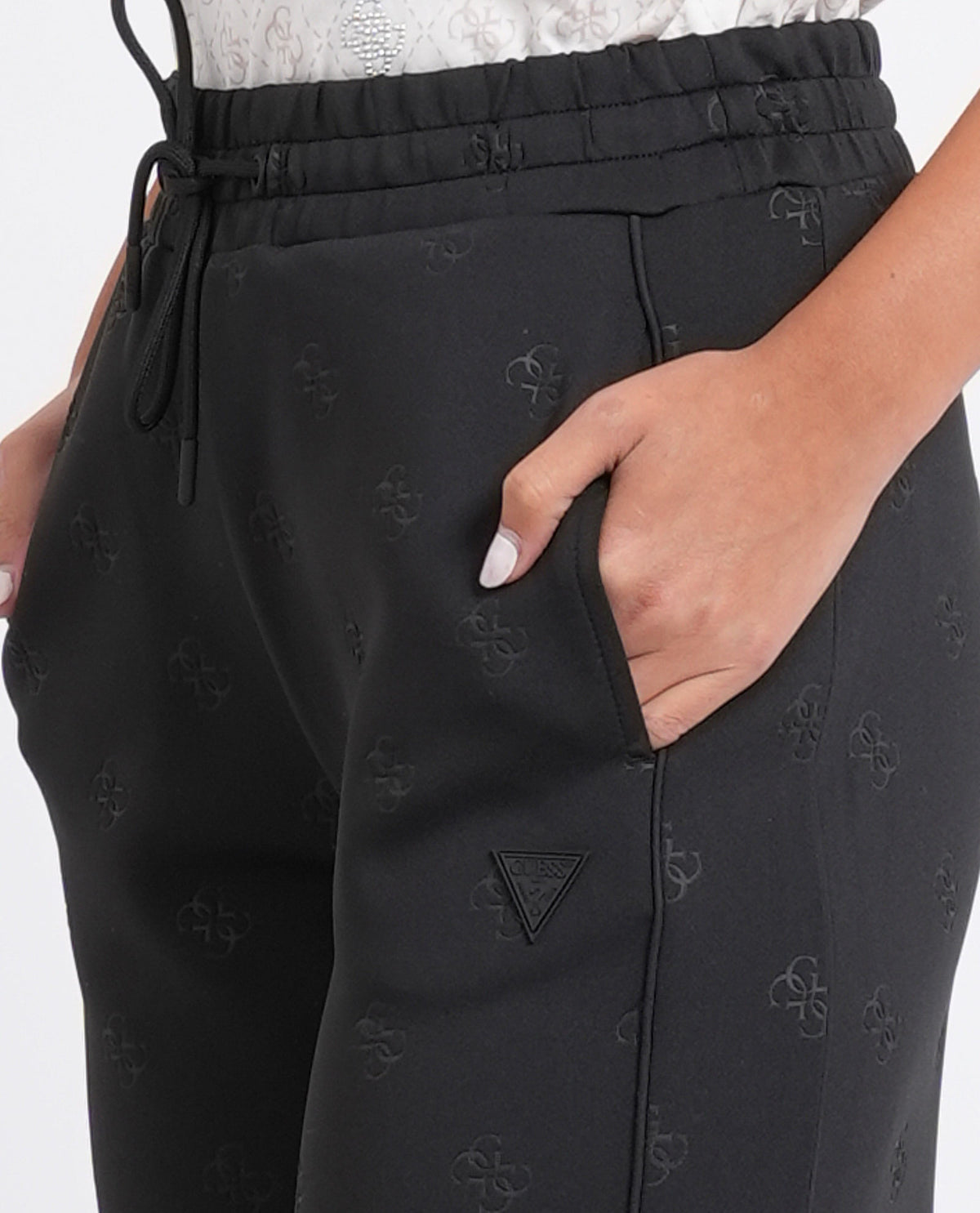 Pantaloni sportivi donna Guess a fantasia logata 