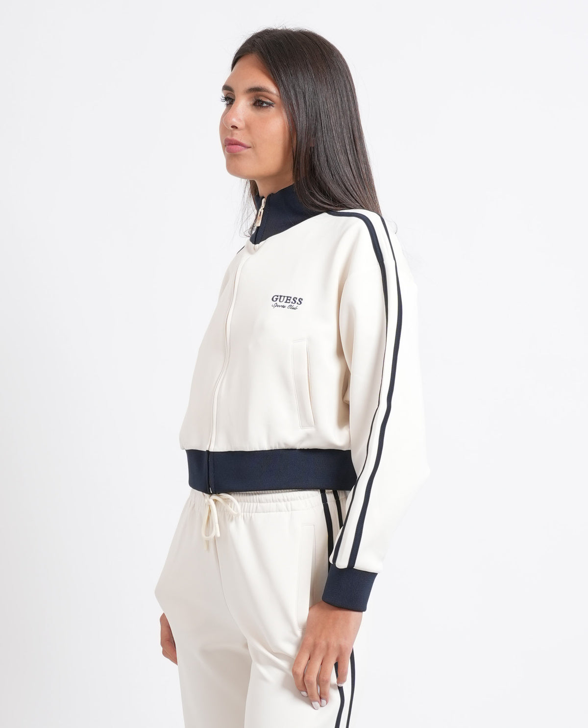Felpa donna Guess con orli a contrasto 