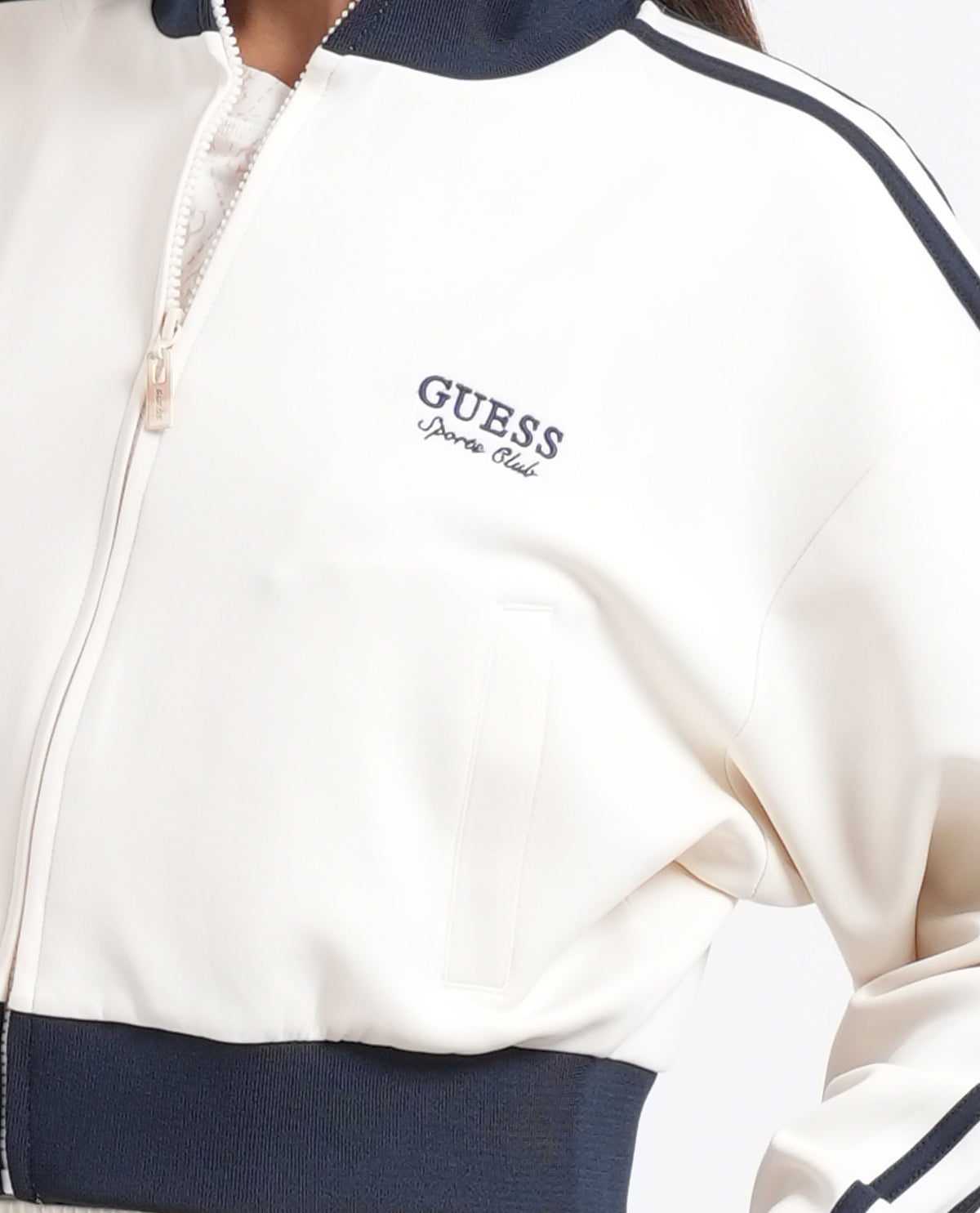 Felpa donna Guess con orli a contrasto 