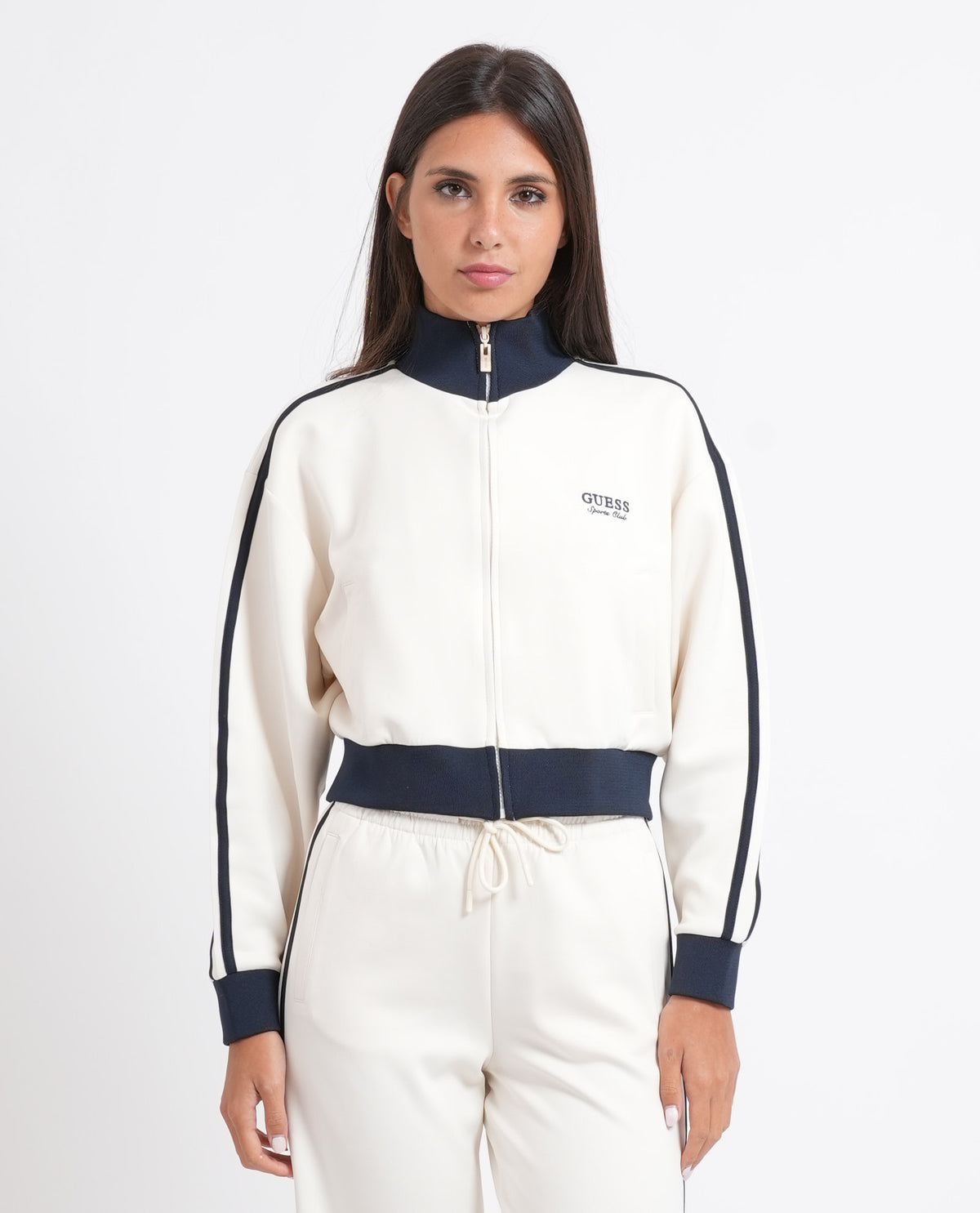 Felpa donna Guess con orli a contrasto 