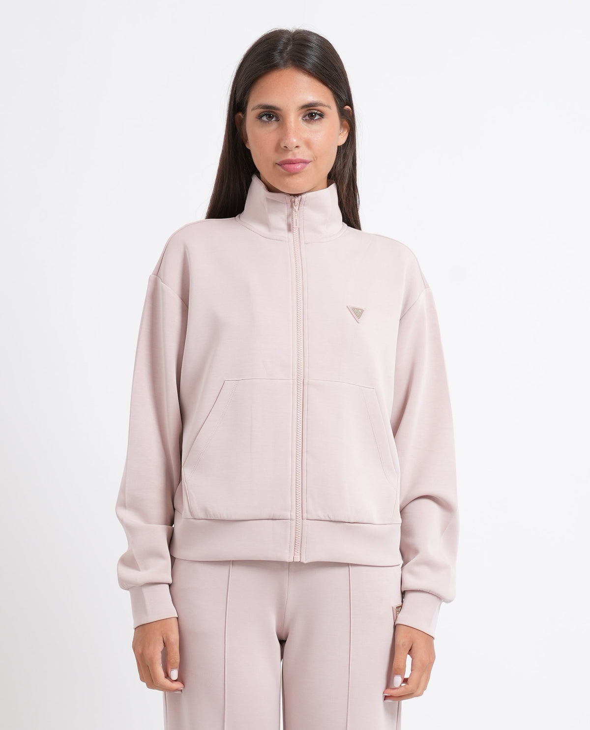 Felpa donna Guess fullzip e collo alto 
