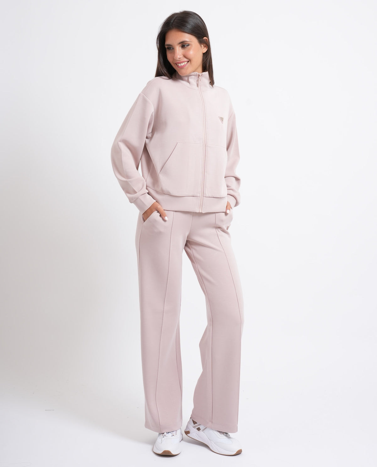 Felpa donna Guess fullzip e collo alto 