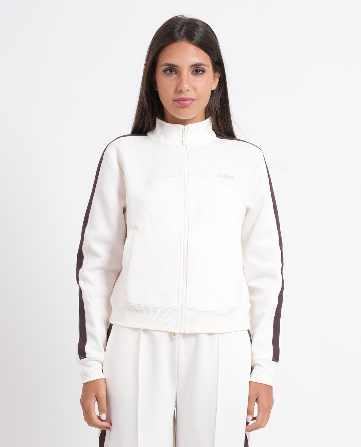 Felpa donna Guess con bande a contrasto 