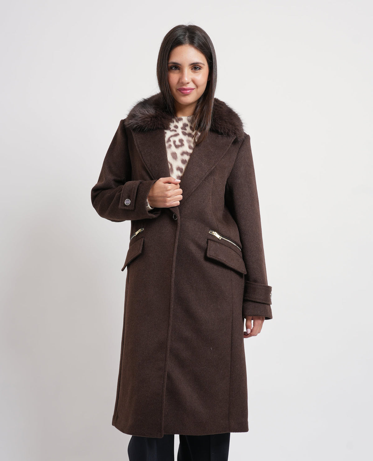 Cappotto con collo in pelliccia sintetica Guess donna 