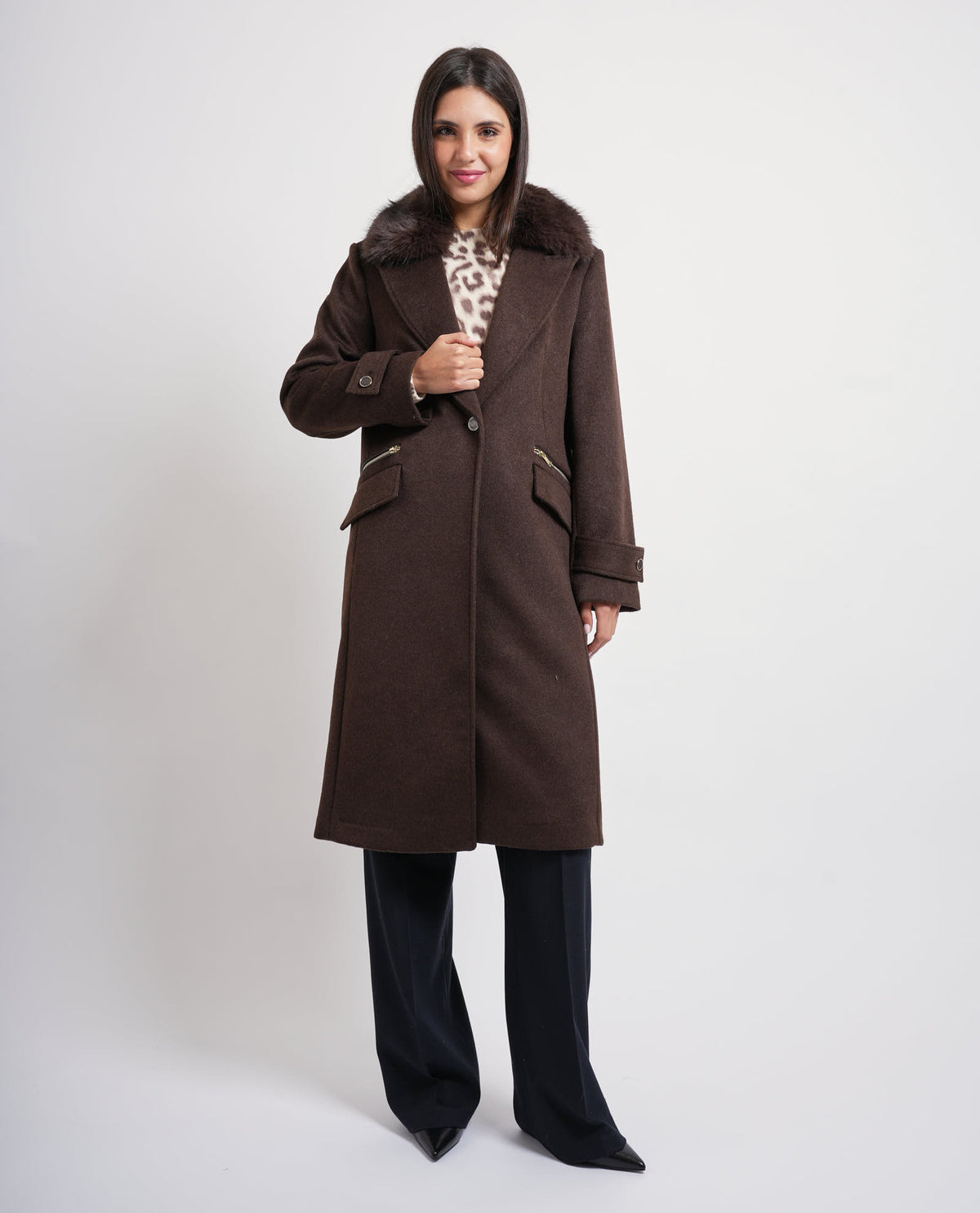 Cappotto con collo in pelliccia sintetica Guess donna 