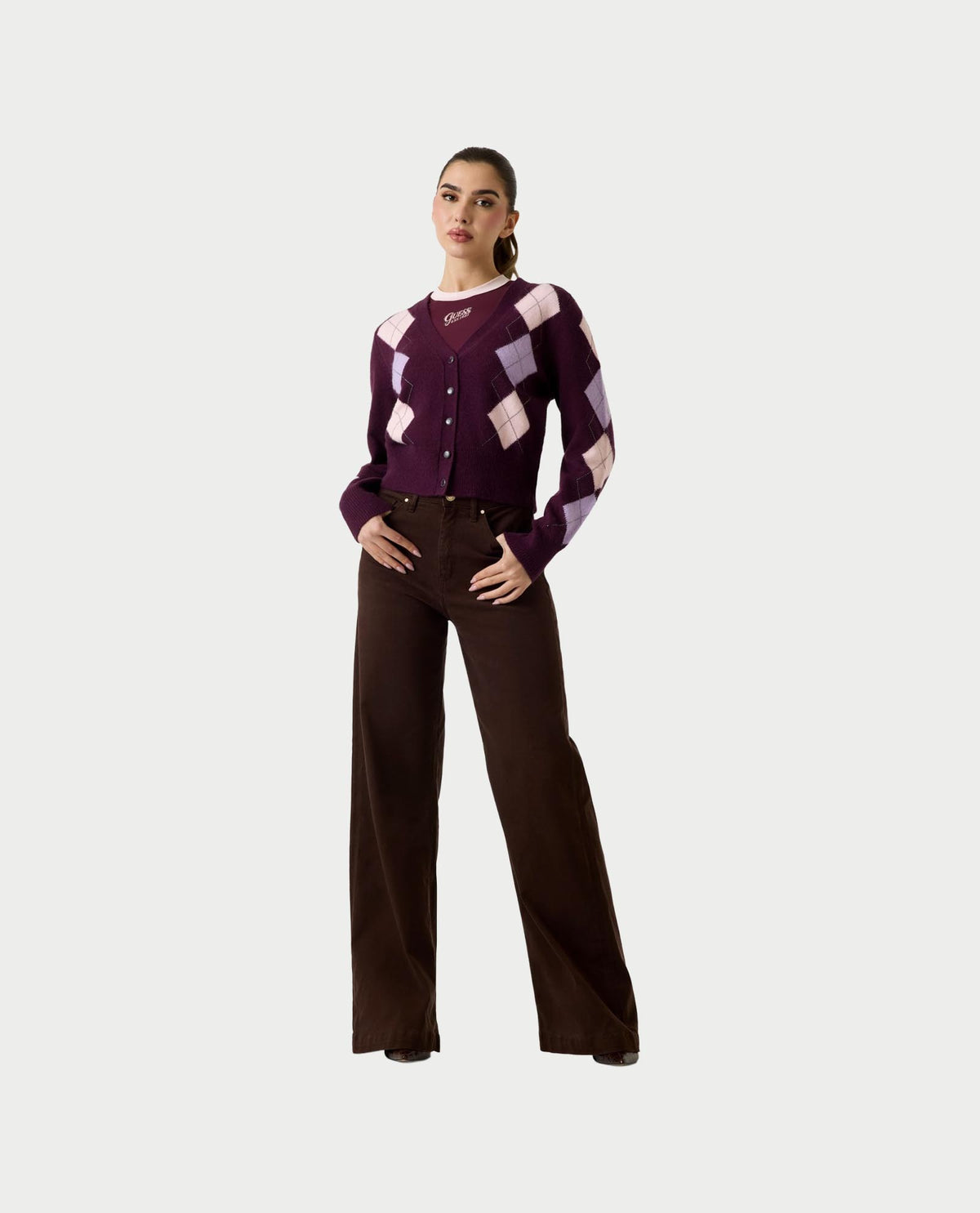 Cardigan donna Guess con motivo a rombo 
