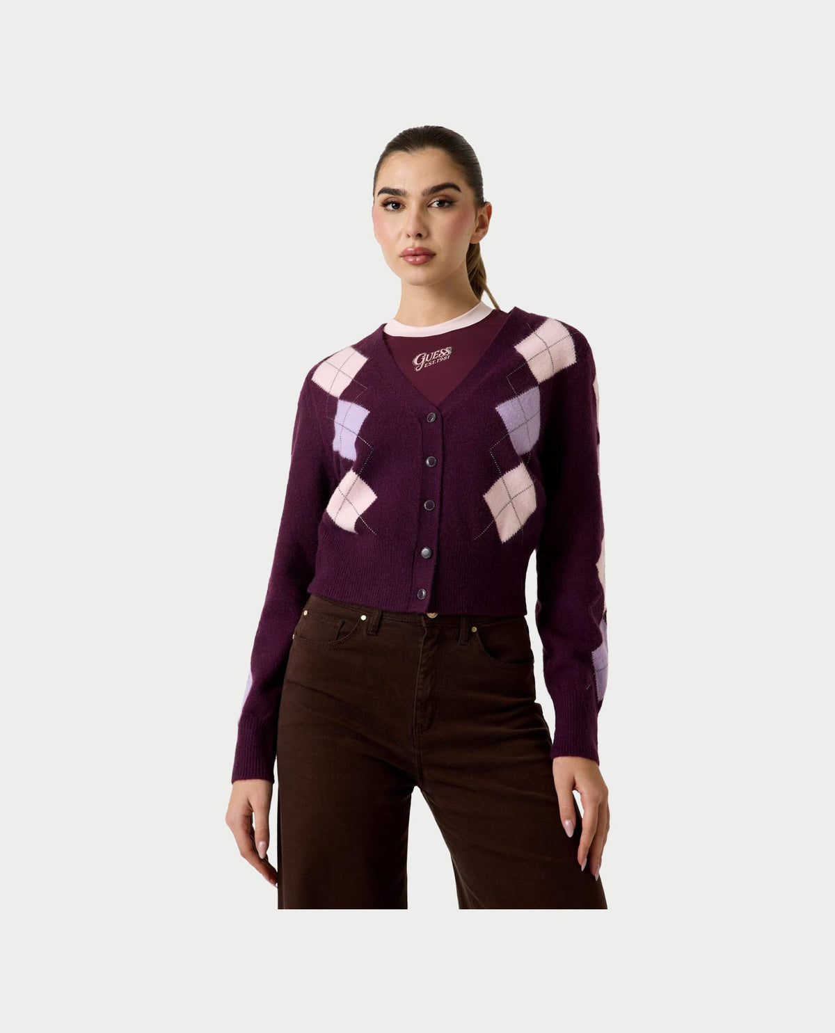 Cardigan donna Guess con motivo a rombo 