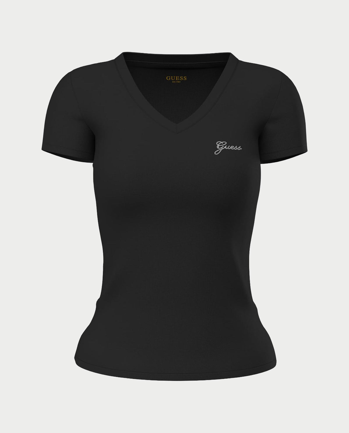 T-shirt donna Guess con logo di strass 