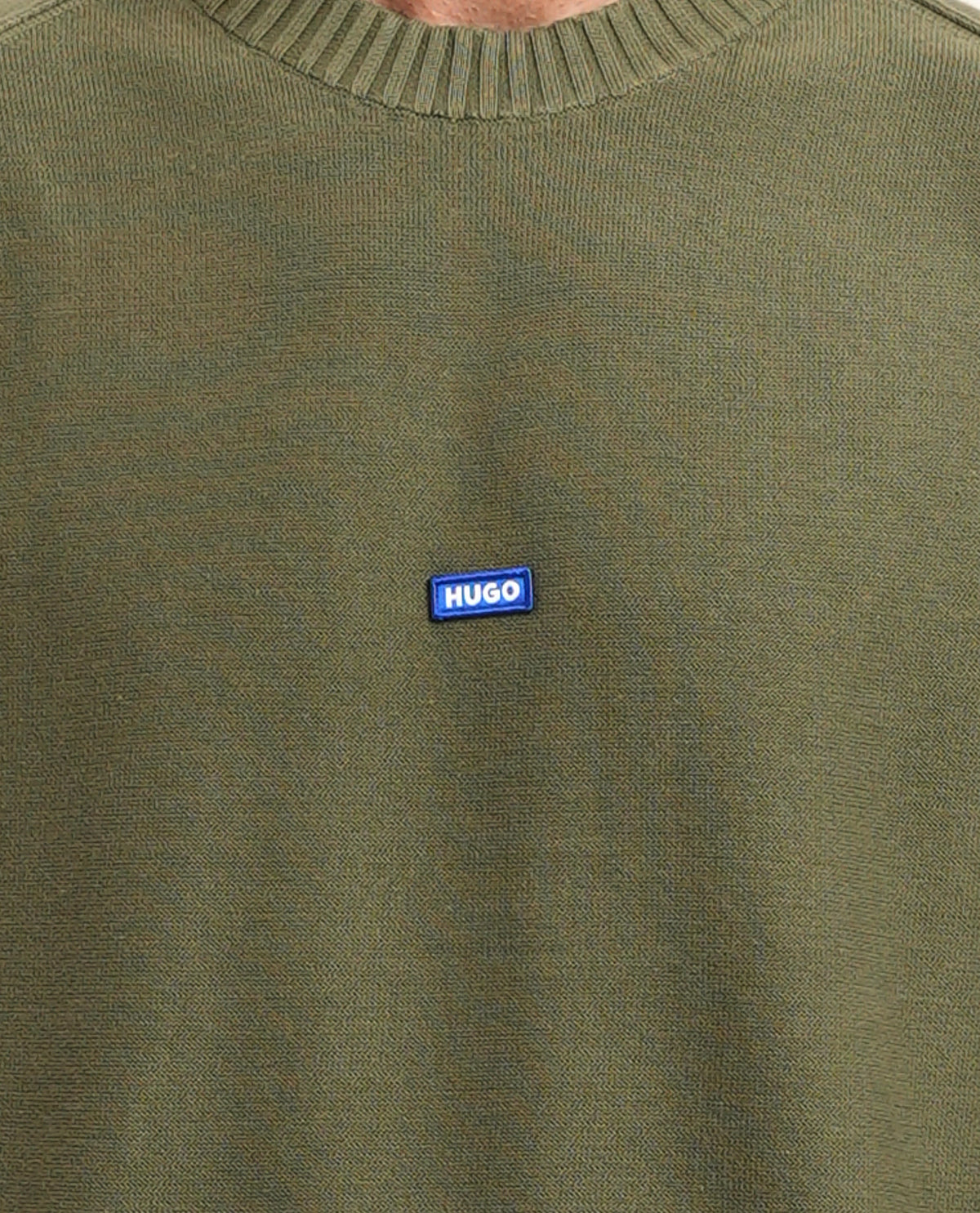 Maglione uomo Hugo girocollo con etichetta logo 