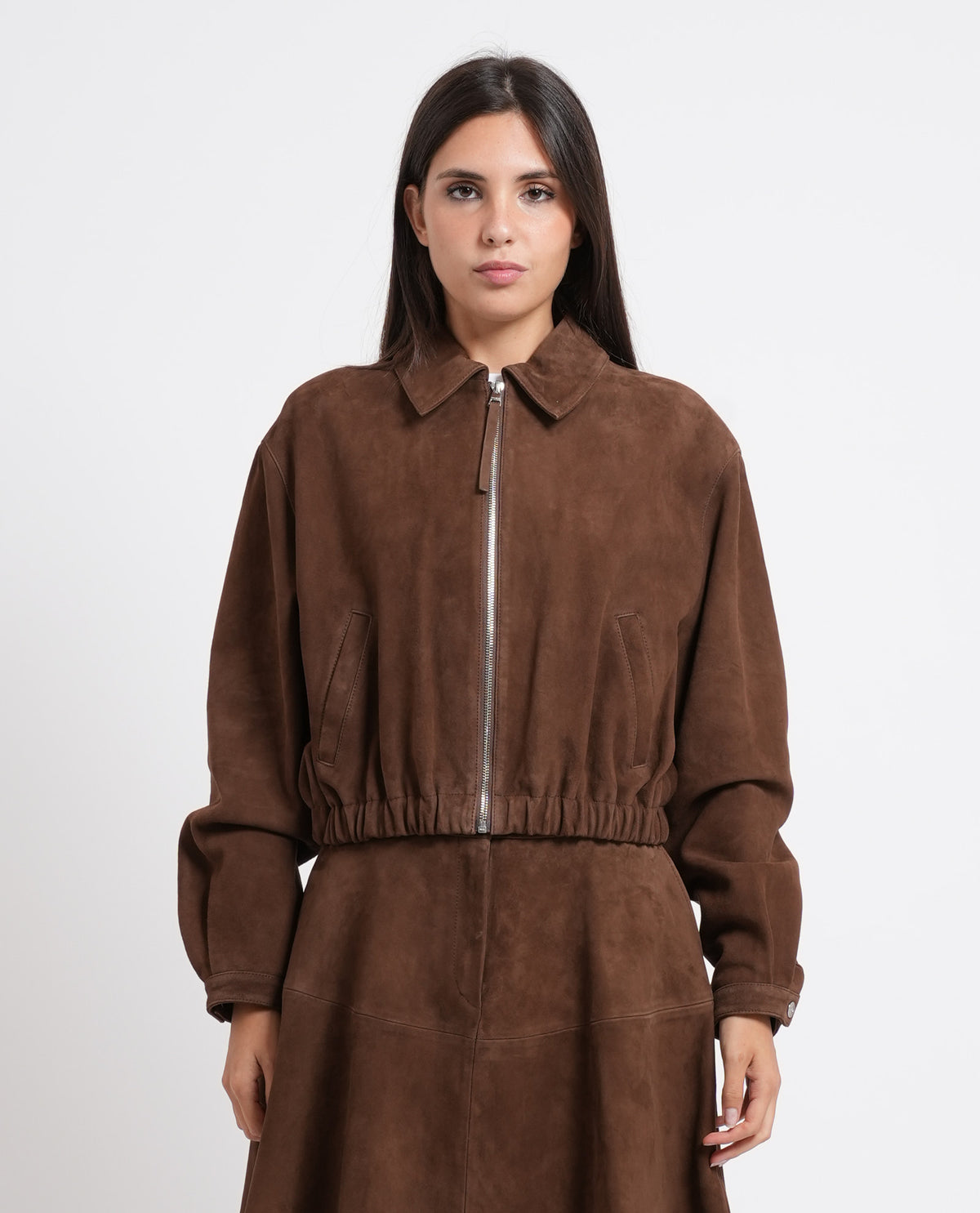 Giacca donna Hugo in pelle scamosciata 
