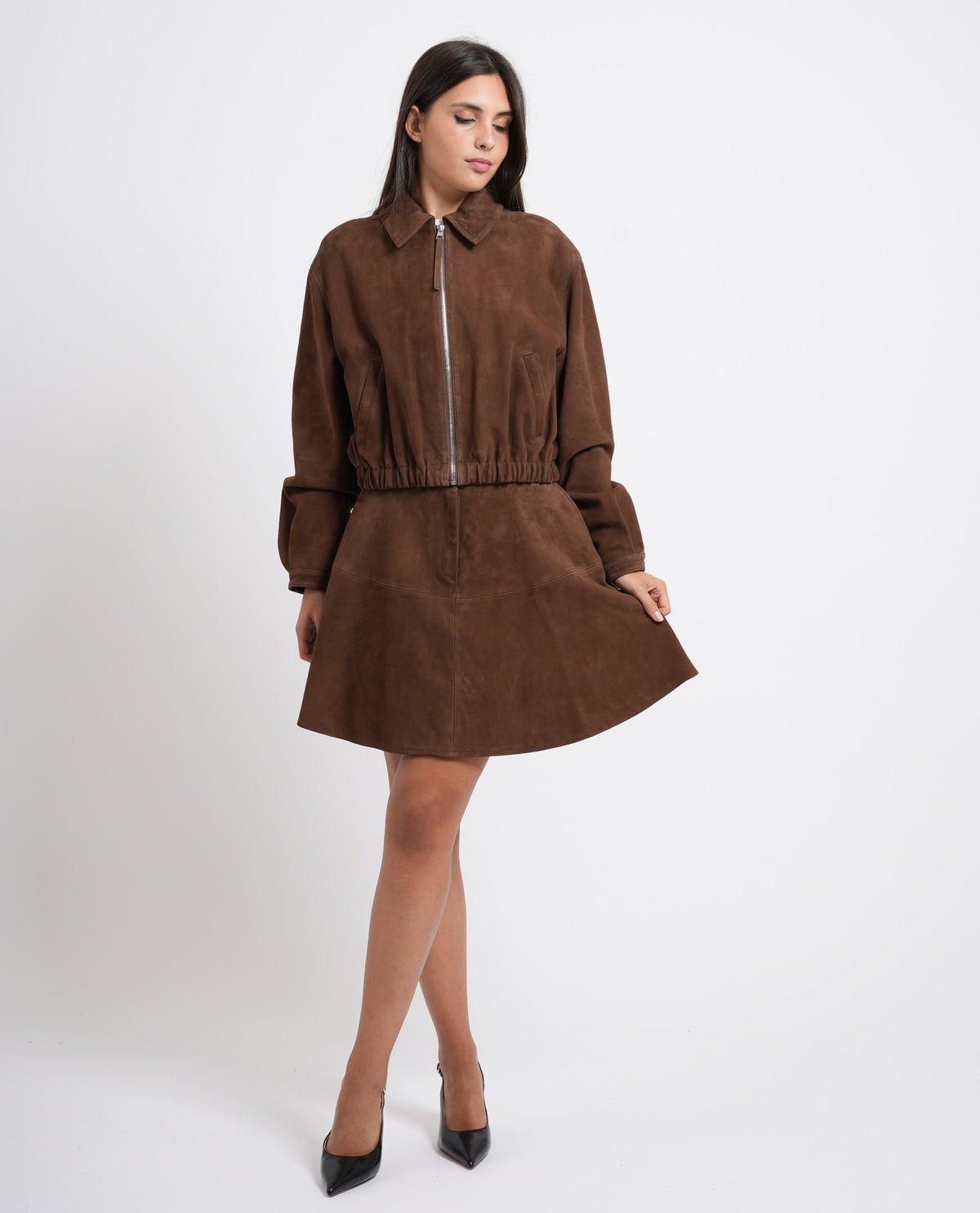 Giacca donna Hugo in pelle scamosciata 