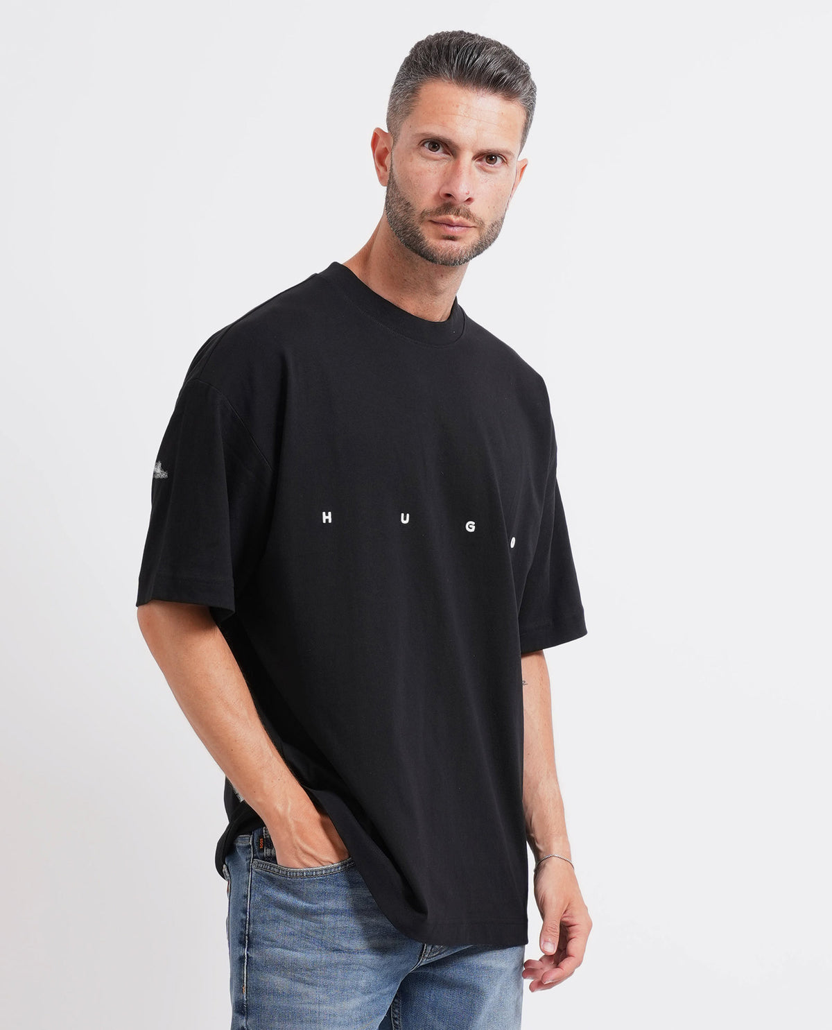 T-shirt oversize uomo di Hugo con stampa sul retro 