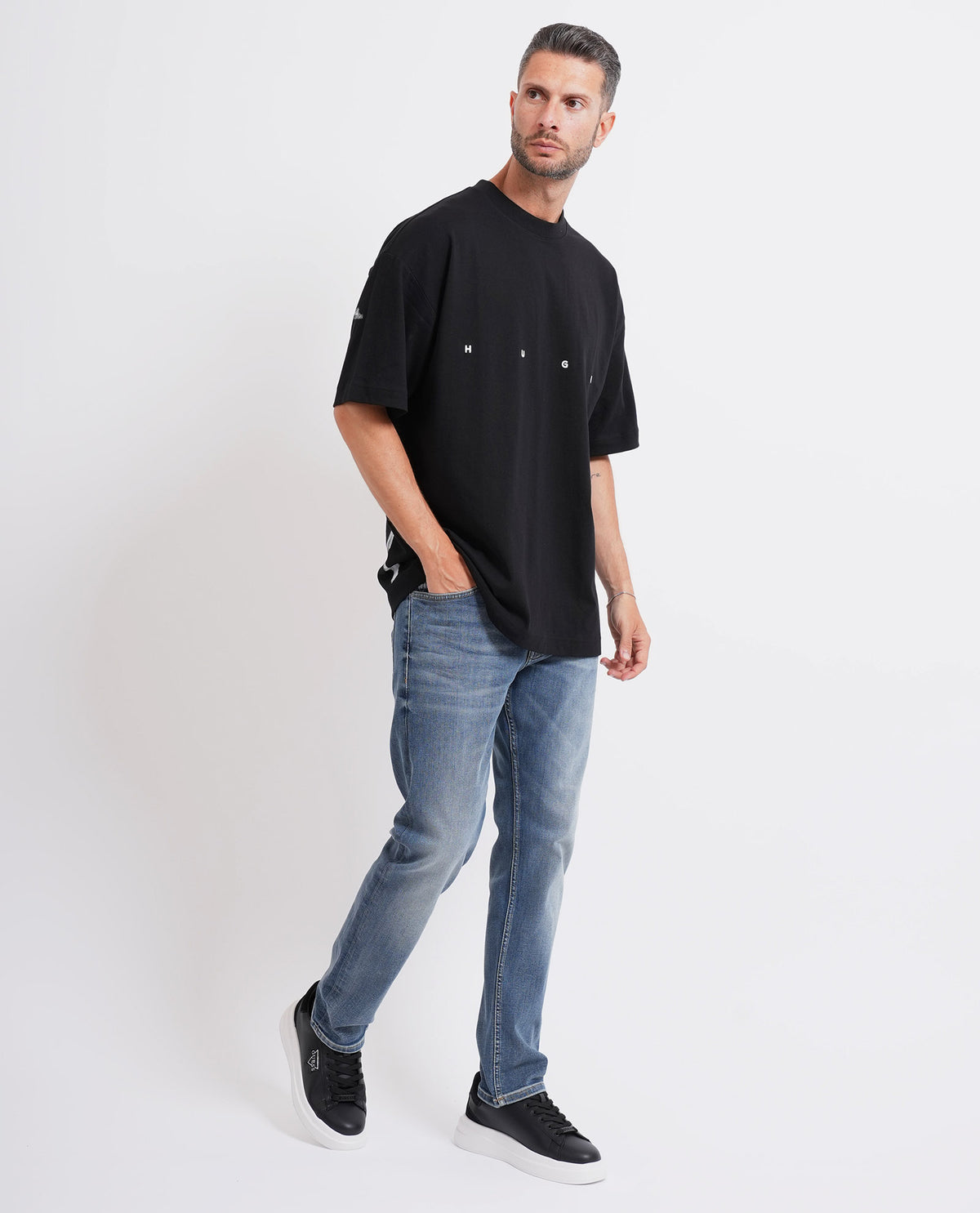 T-shirt oversize uomo di Hugo con stampa sul retro 