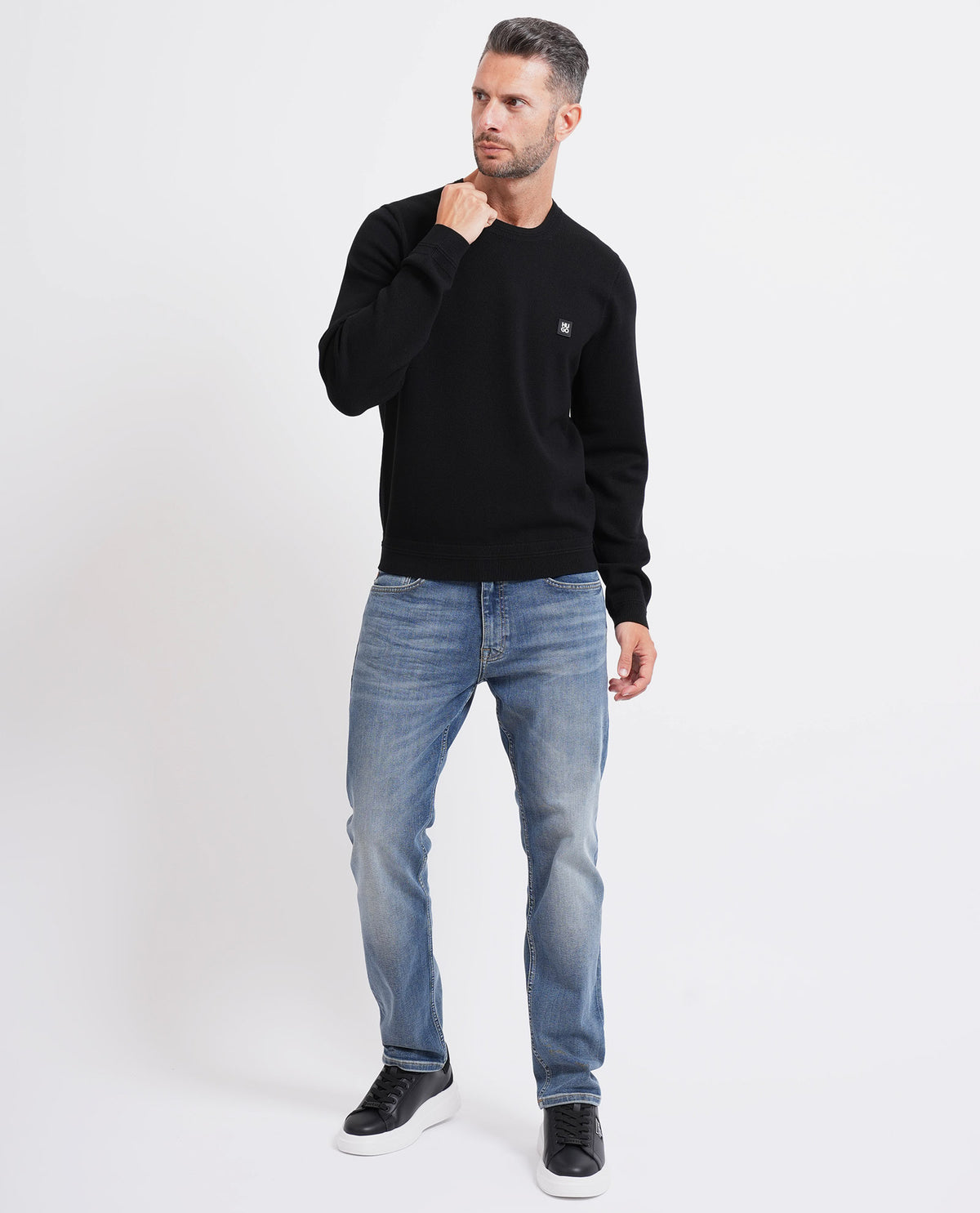 Maglione uomo Hugo con logo scomposto 