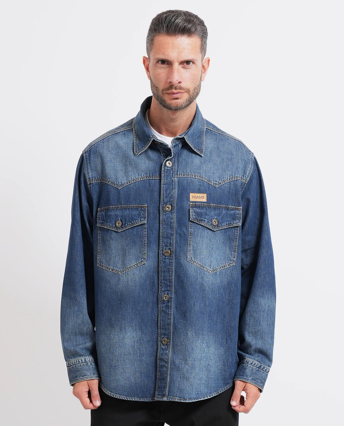 Camicia oversize in denim di cotone Hugo uomo 