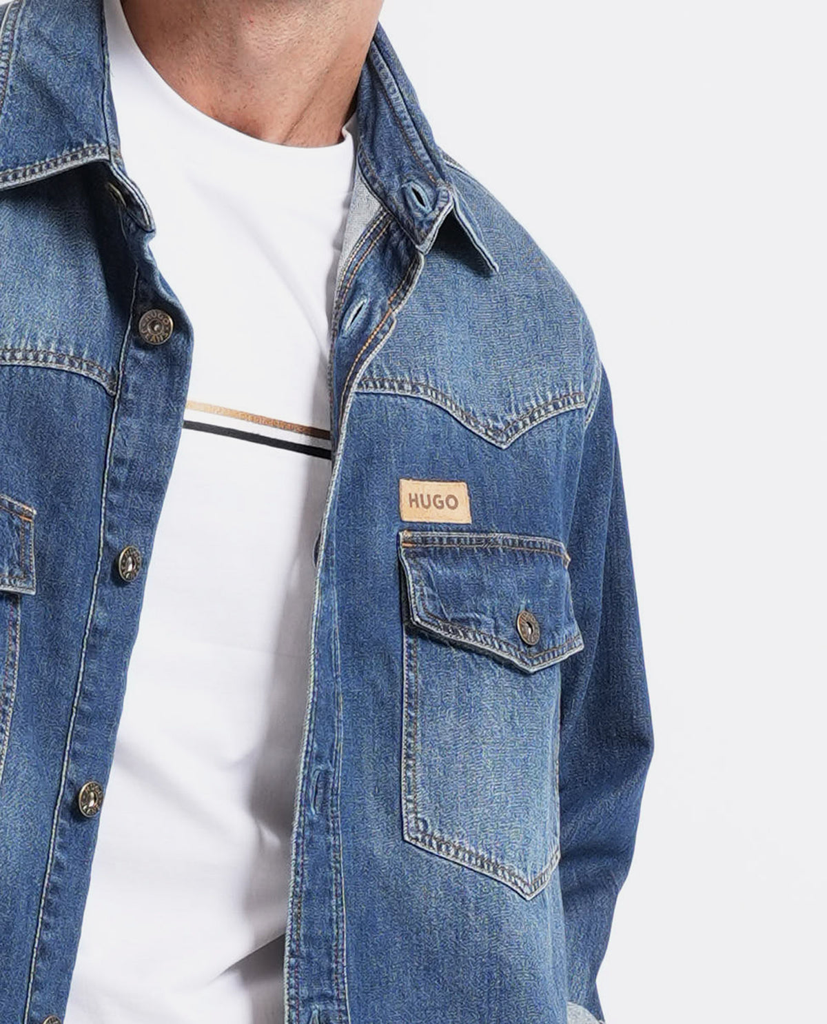 Camicia oversize in denim di cotone Hugo uomo 