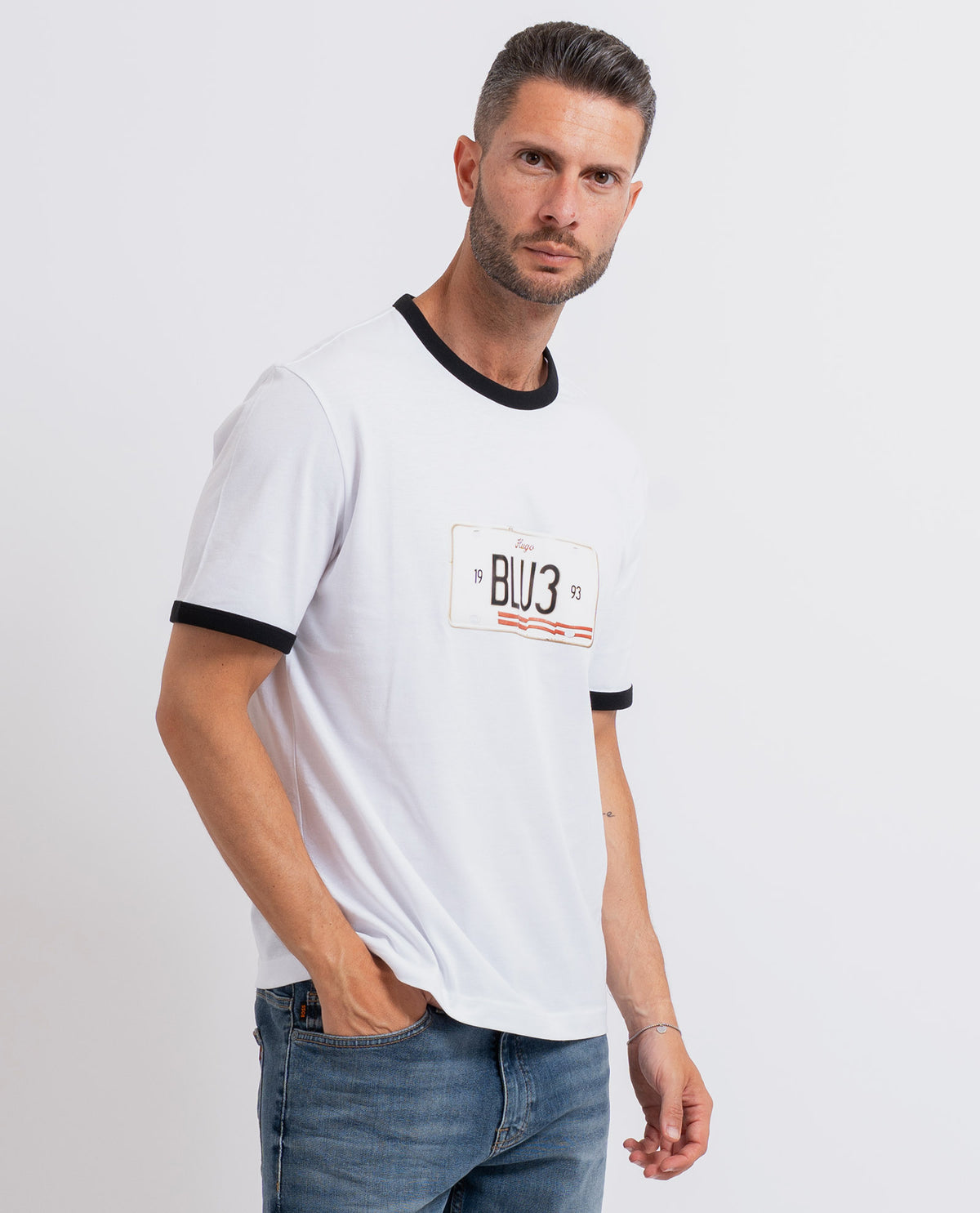 T-shirt uomo Hugo con orli a contrasto 