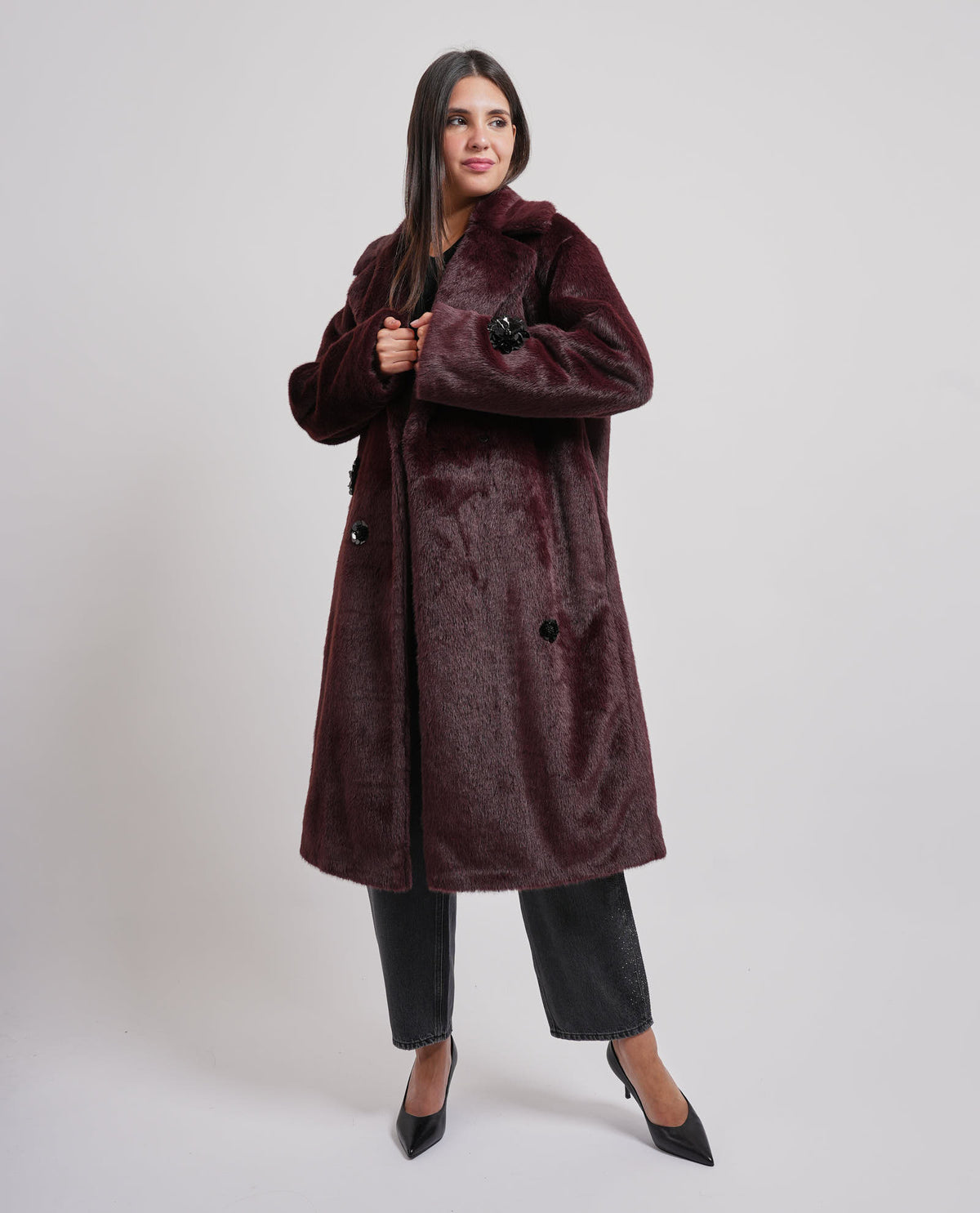 Cappotto donna oversize Hugo in pelleccia sintetica 