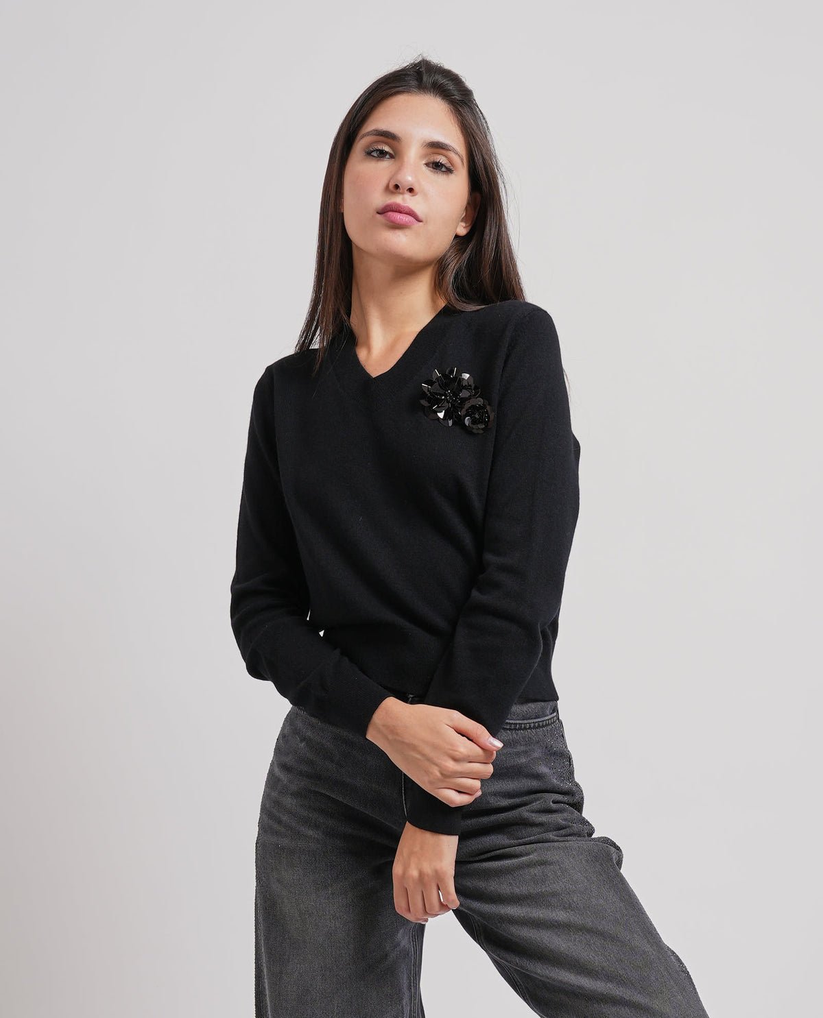 Maglione donna Hugo con applicazione 